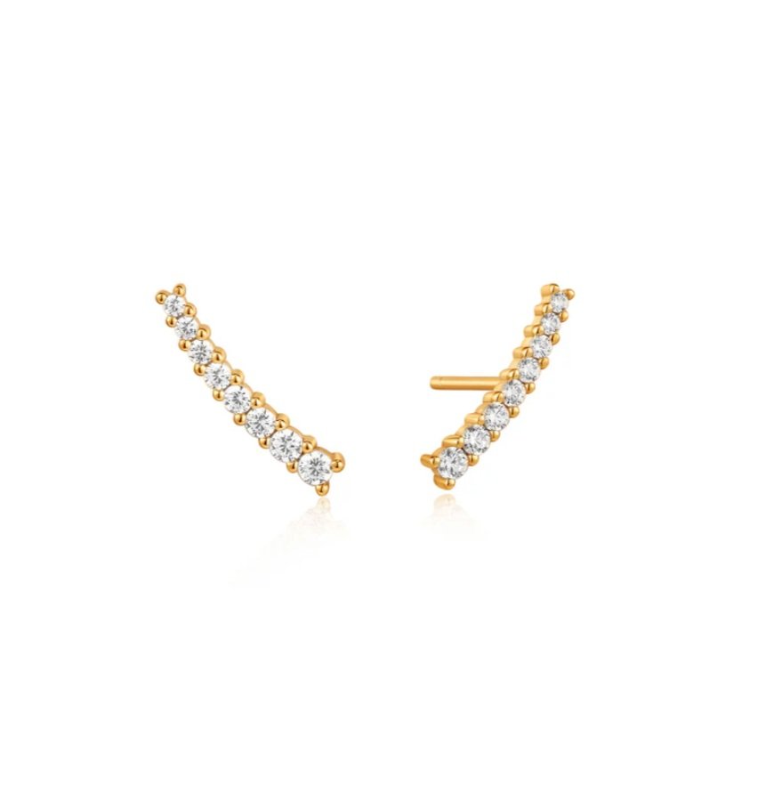 Gold Glam Crawler Stud Earrings