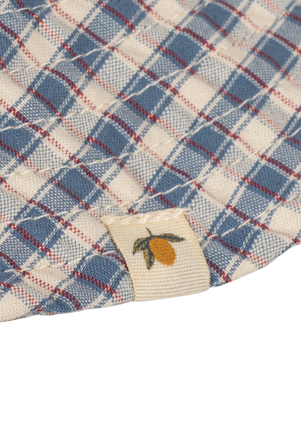 Konges Sløjd Sonnenhut Kim Captains Check – blau karierter Kinderhut mit breiter Krempe und Kinnband, Bio-Baumwolle, bei Cleo&Caesar Kids Concept Store