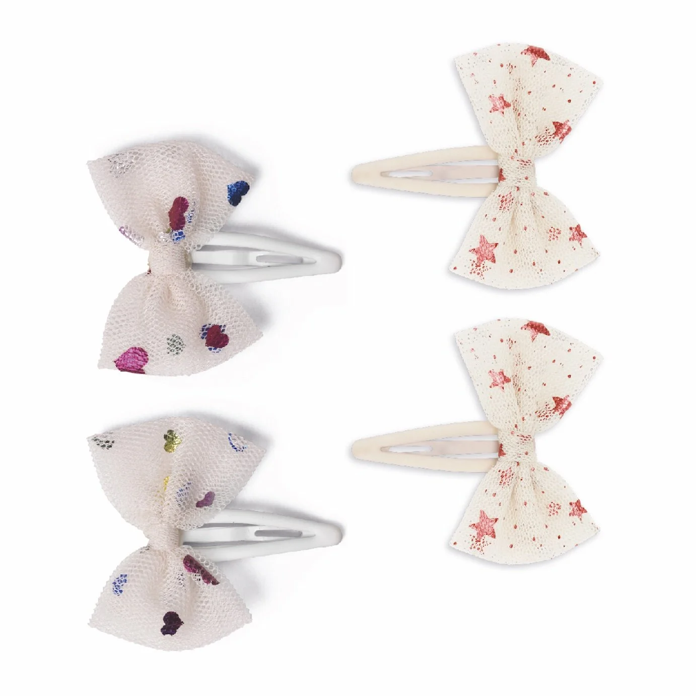 Haarspangen Set 4er Packung Tulle mit Sterne und Herzen für Kinder von Konges Sløjd - nachhaltige Baumwolle - sustainable Kidswear - Cleo&Caesar