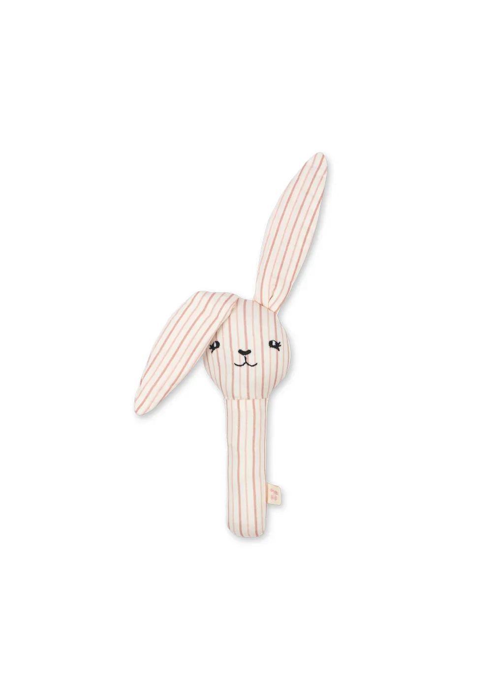 Weiche Häschen-Handrassel aus Baumwolle mit Glöckchen – kuscheliges Babyspielzeug ab Geburt. Im Kids Concept Store Cleo&Caesar