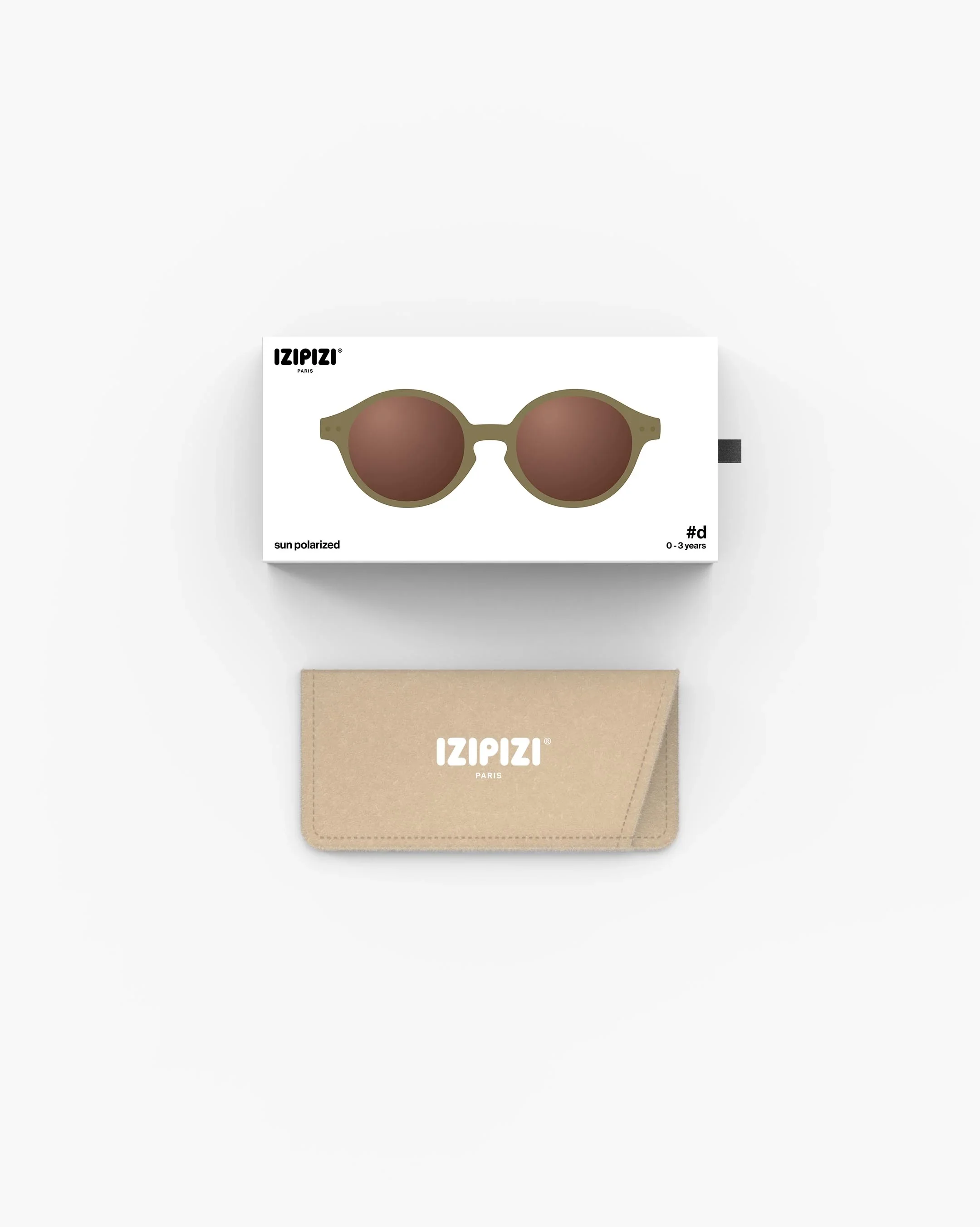 Izipizi Baby-Sonnenbrille #d Glossy Kaki Polarized – Pantos-Jelly-Fassung in Khaki glänzend, 0-3 Jahre, BPA-frei mit Silikonband, bei Cleo&Caesar Kids Concept Store