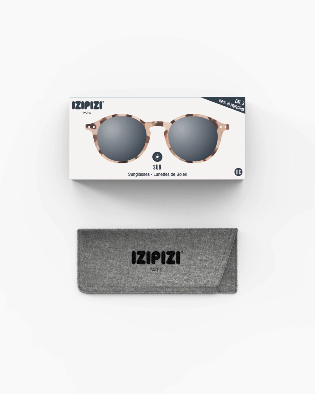Izipizi Sonnenbrille #D Light Tortoise – Pantos-Fassung im Schildpattmuster mit Soft Touch-Finish, graue Gläser, Unisex, bei Cleo&Caesar Kids Concept Store