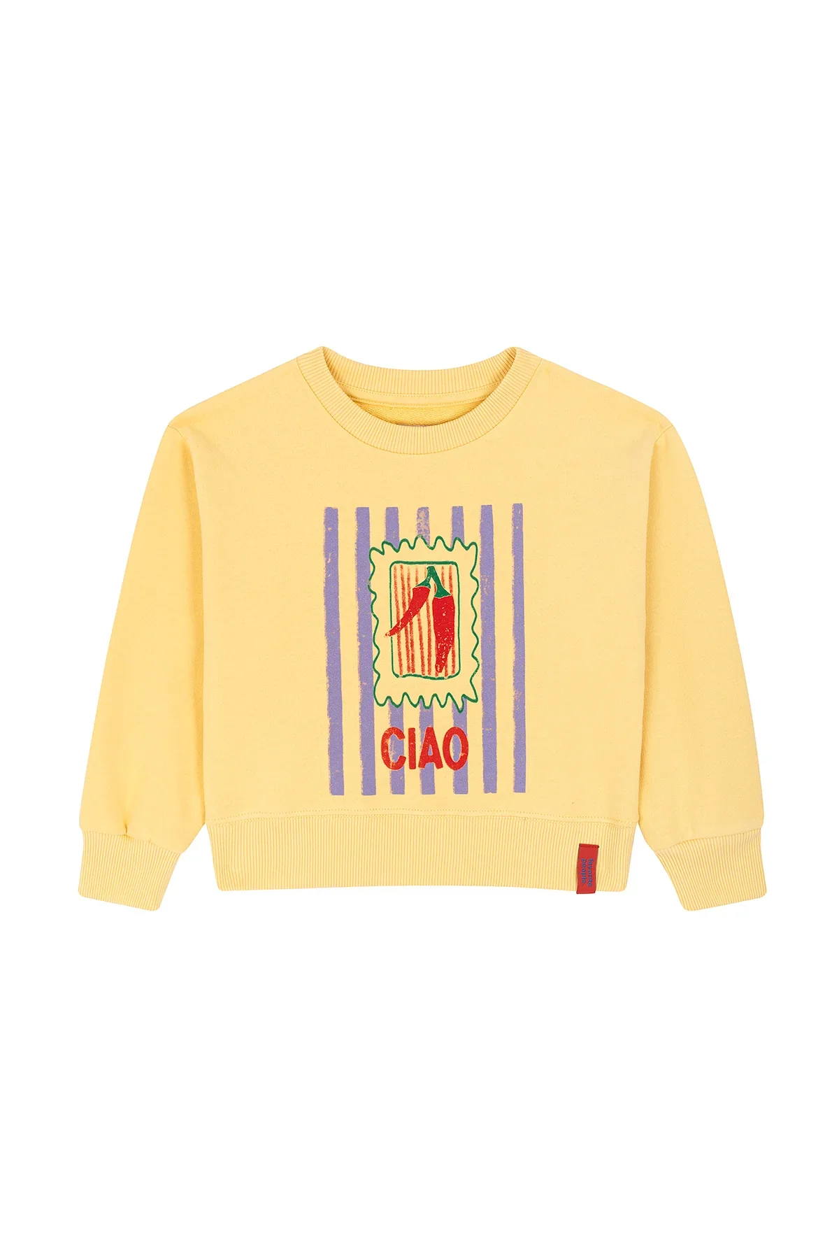 Gelber Kinder Pullover mit Chili-Print aus 100 % Baumwolle von Favorite People, Made in Portugal. im Kids Concept Store Berlin Cleo&Ceasar