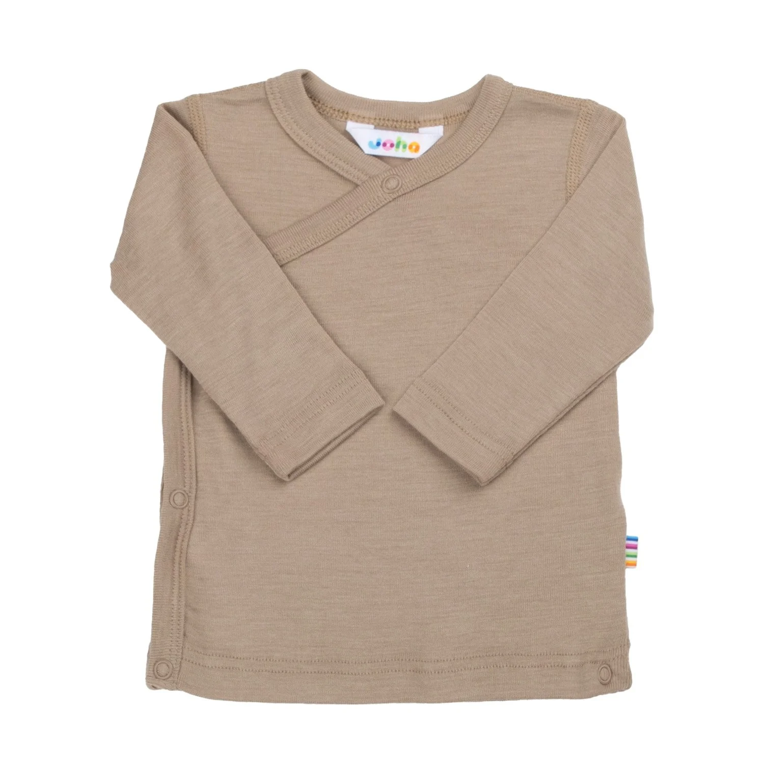 Schlüttli Wickel Wolle Seide Beige Spring Summer 25 von Joha - nachhaltige Merinowolle und Seide - sustainable Kidswear - Erstausstattung - Cleo&Caesar - Kids Concept Store Berlin