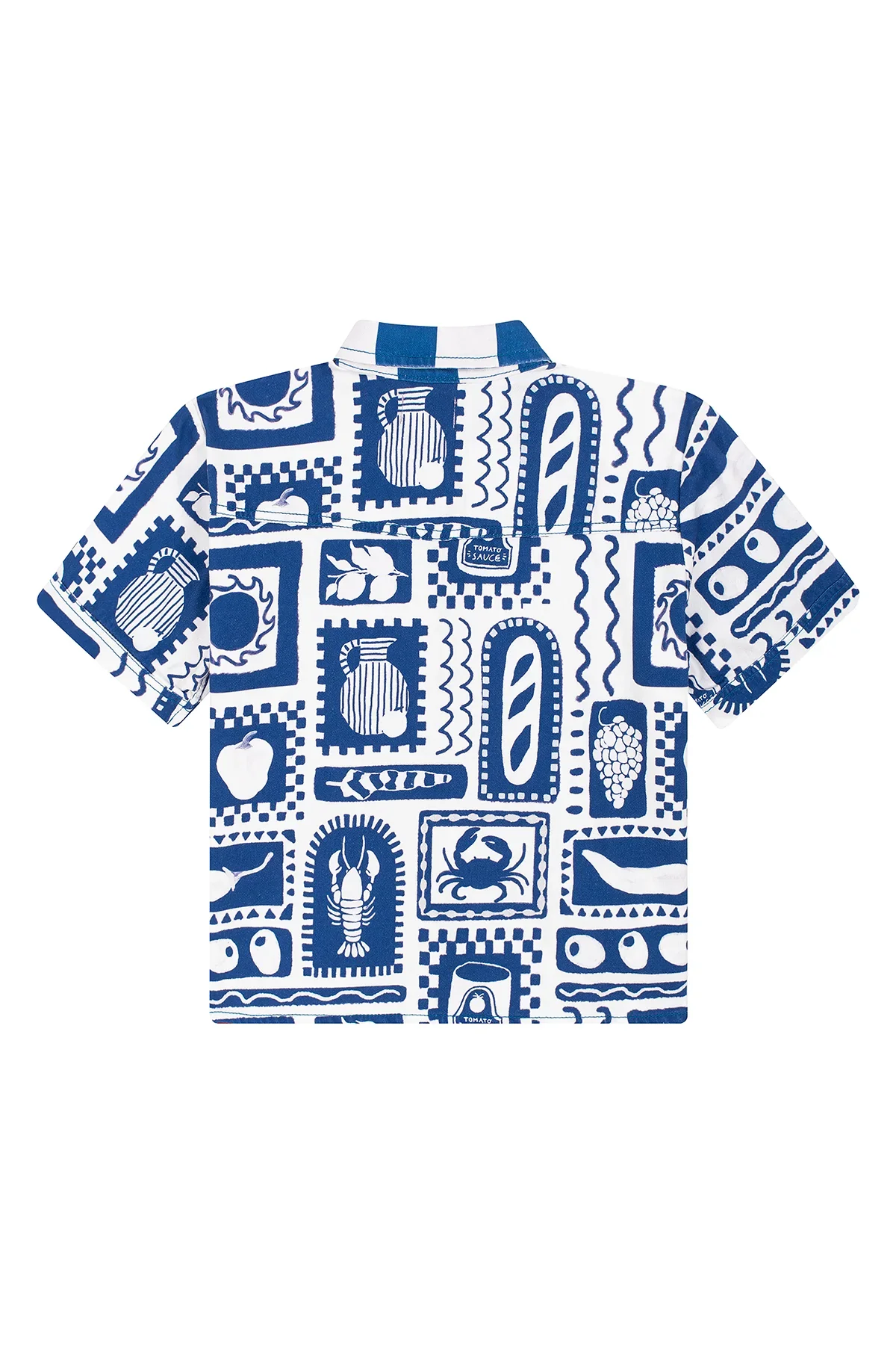 Favorite People Shirt Positano – weiß-blaues Button-down-Hemd aus Baumwolle, fair hergestellt in Portugal, bei Cleo&Caesar Kids Concept Store