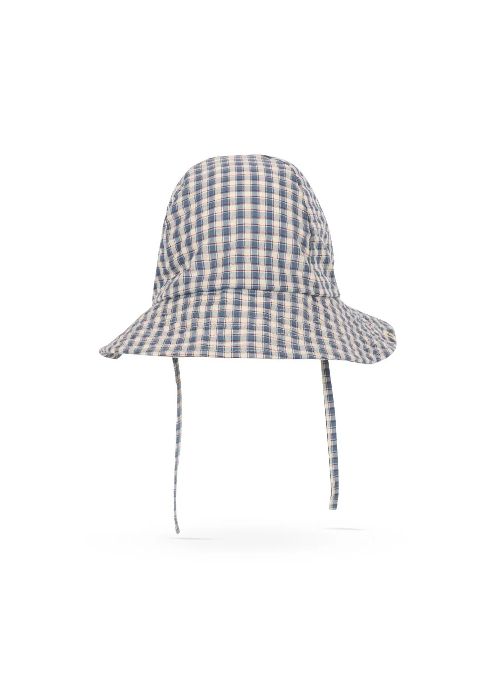 Konges Sløjd Sonnenhut Kim Captains Check – blau karierter Kinderhut mit breiter Krempe und Kinnband, Bio-Baumwolle, bei Cleo&Caesar Kids Concept Store