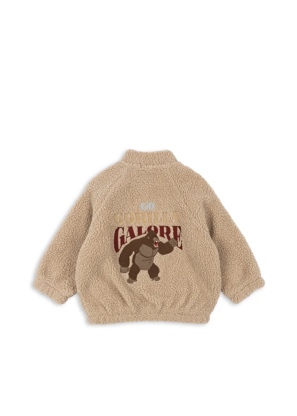 Jazz Teddy Jacke Oxford Tan für Kinder von Konges Sløjd – kuschelige, nachhaltige Kinderkleidung in Beige mit Herzprint, erhältlich bei Cleo&Caesar Kids Concept Store Berlin.