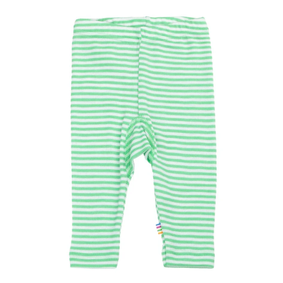 Wolle Seide Leggings Grün gestreift für Babys Spring Summer 25 von Joha - nachhaltige Merinowolle und Seide - sustainable Kidswear - Erstausstattung - Cleo&Caesar - Kids Concept Store Berlin