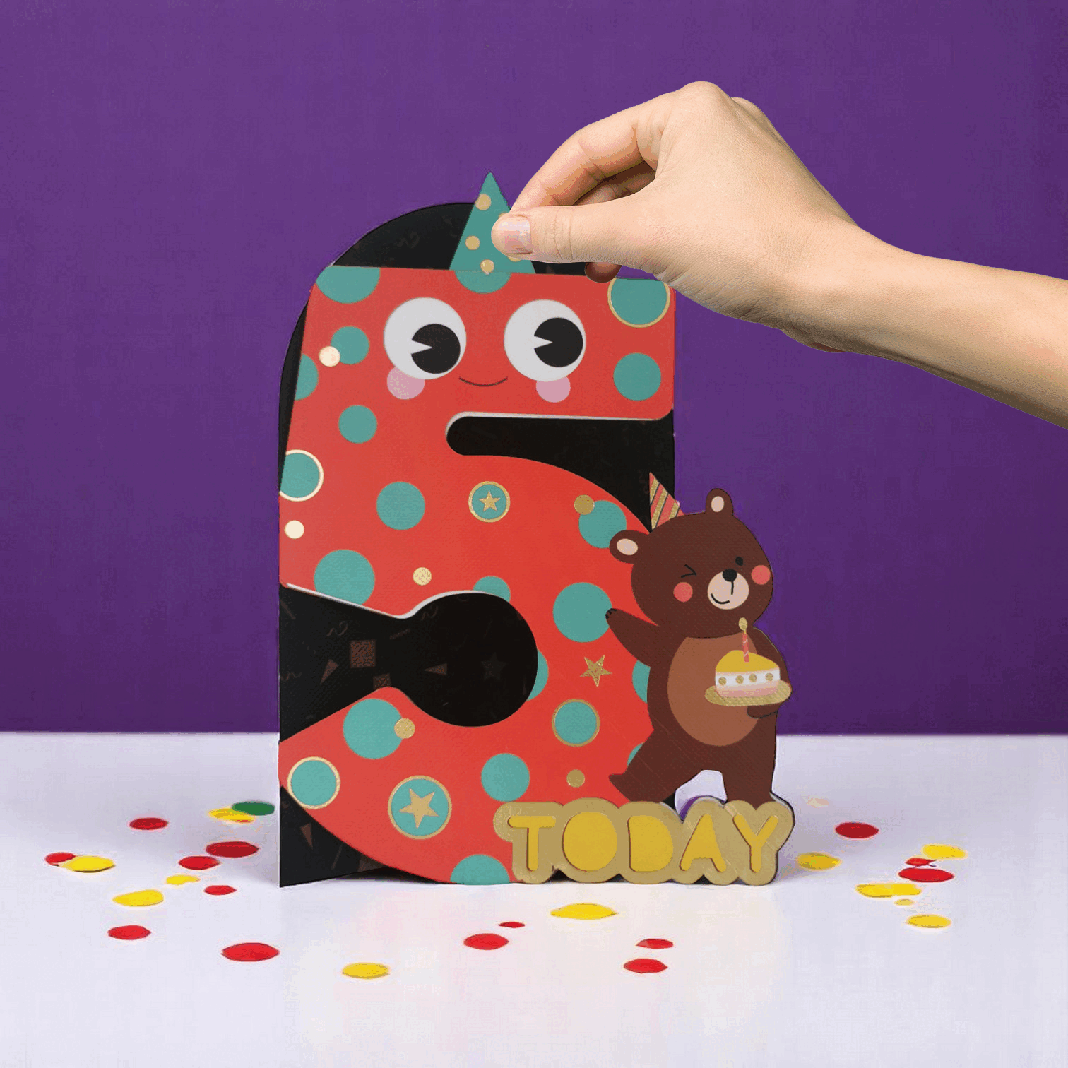 Alljoy Wackelkarte 5 – charmante Grußkarte mit interaktiven wackelnden Teilen, hergestellt in Irland, bei Cleo&Caesar Kids Concept Store