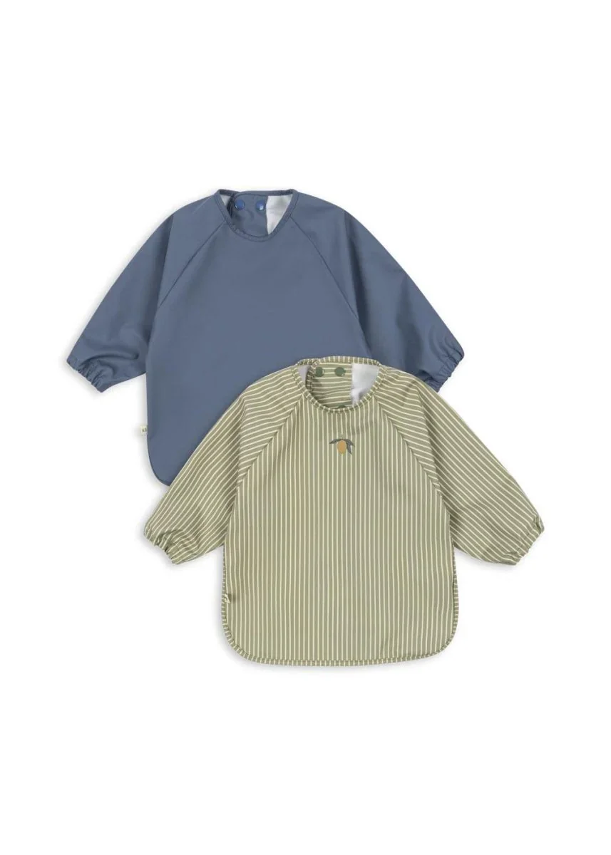 Konges Sløjd - Lätzchen 2er Set 'Tea Stripe / Flint Stone'