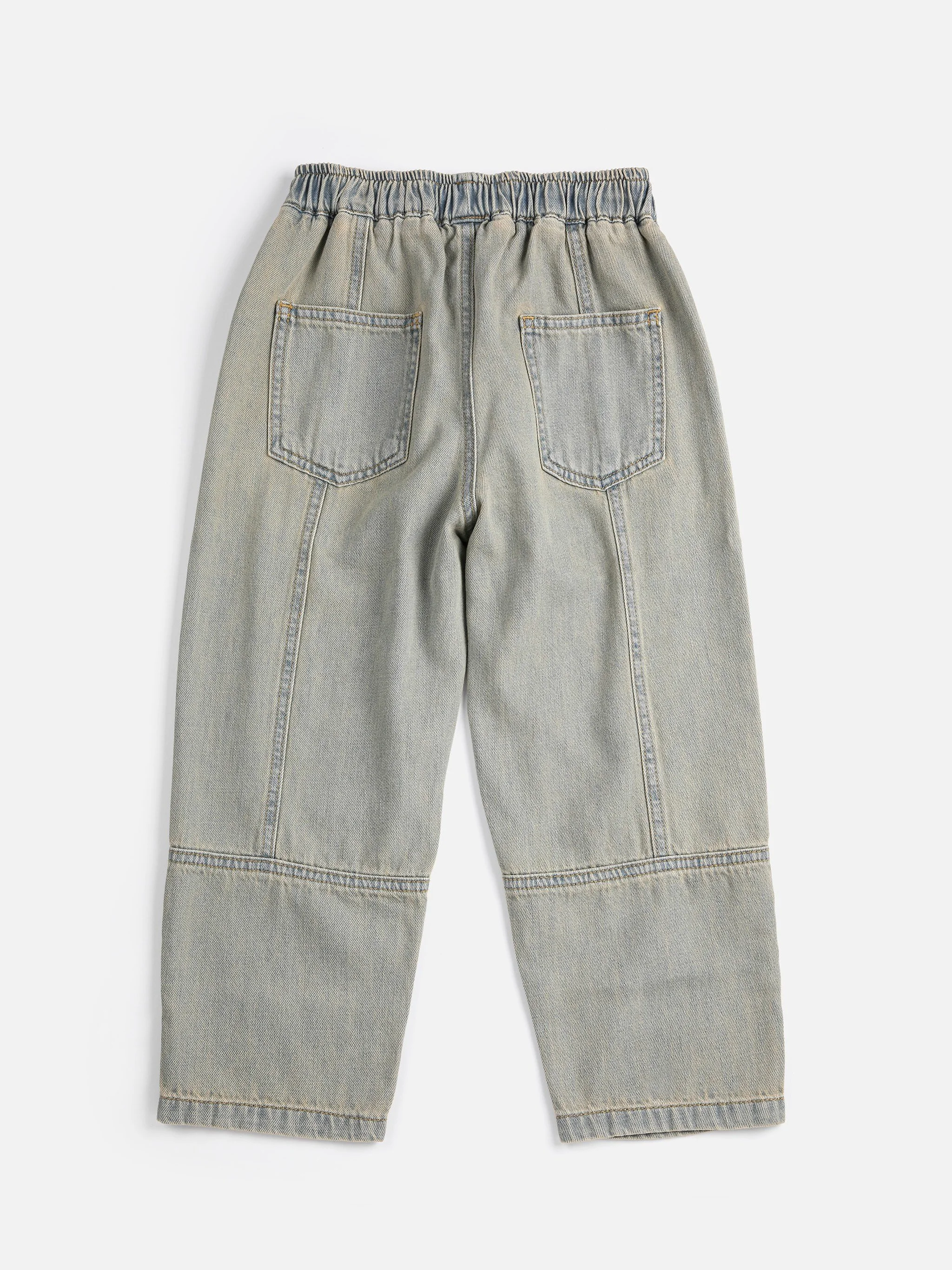 Bobo Choses Square Denim Pants – Baggy Jeans in Preußischblau, Bio-Baumwolle, Cocoon Fit, hergestellt in Portugal, bei Cleo&Caesar Kids Concept Store