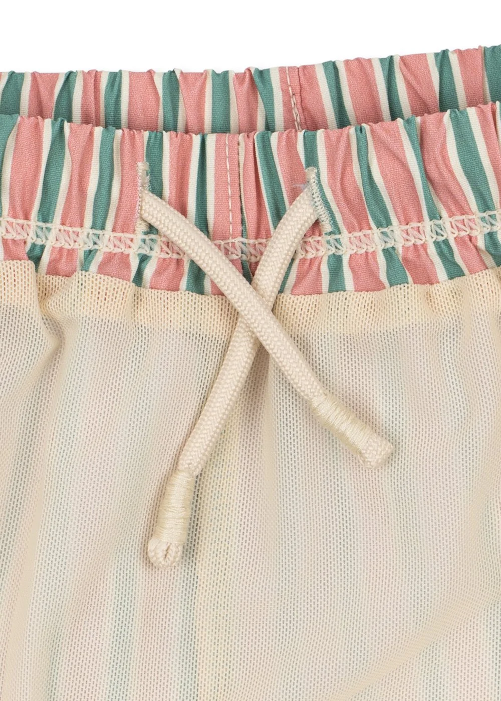 Konges Sløjd Swim Shorts Asnou Blush – Kinderbadehose mit grün-pinken Streifen und Kordelzug, bei Cleo&Caesar Kids Concept Store