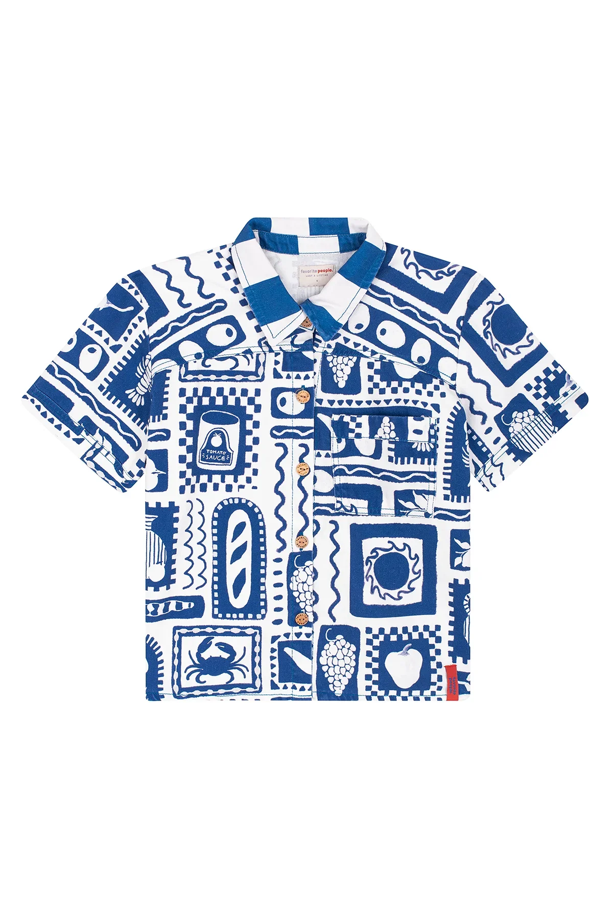 Favorite People Shirt Positano – weiß-blaues Button-down-Hemd aus Baumwolle, fair hergestellt in Portugal, bei Cleo&Caesar Kids Concept Store