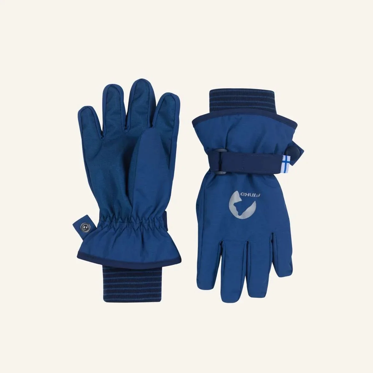 Finkid Pikkurilli in blau – warme, wasserfeste Winterhandschuhe für Kinder aus recycelten Materialien. Nachhaltige Kindermode bei Cleo&Caesar, Kids Concept Store Berlin – jetzt online entdecken