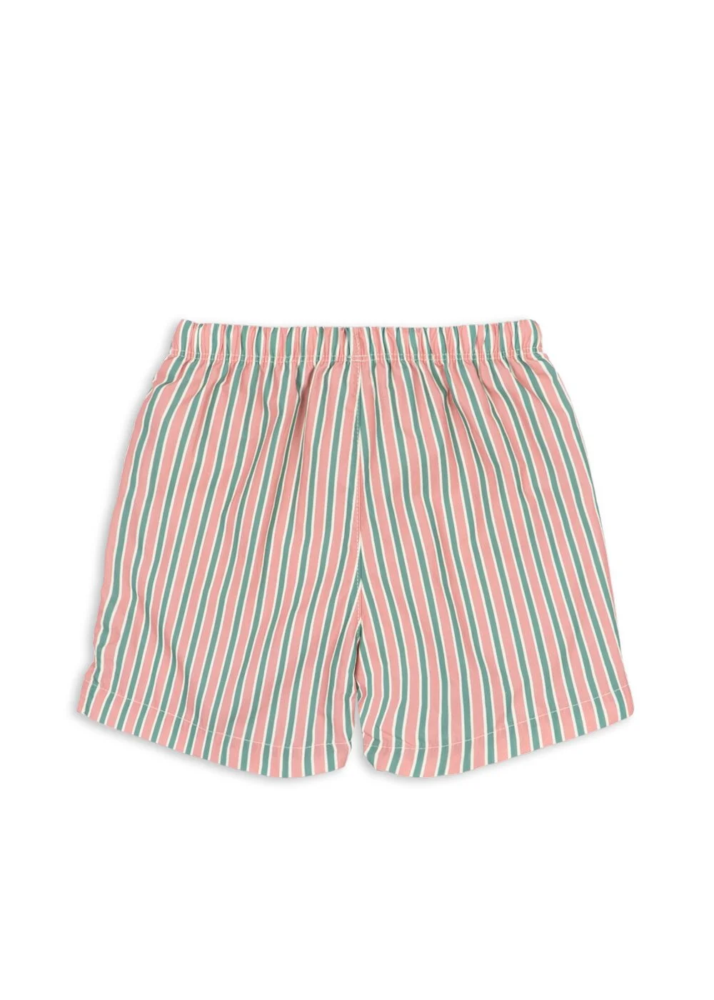 Konges Sløjd Swim Shorts Asnou Blush – Kinderbadehose mit grün-pinken Streifen und Kordelzug, bei Cleo&Caesar Kids Concept Store
