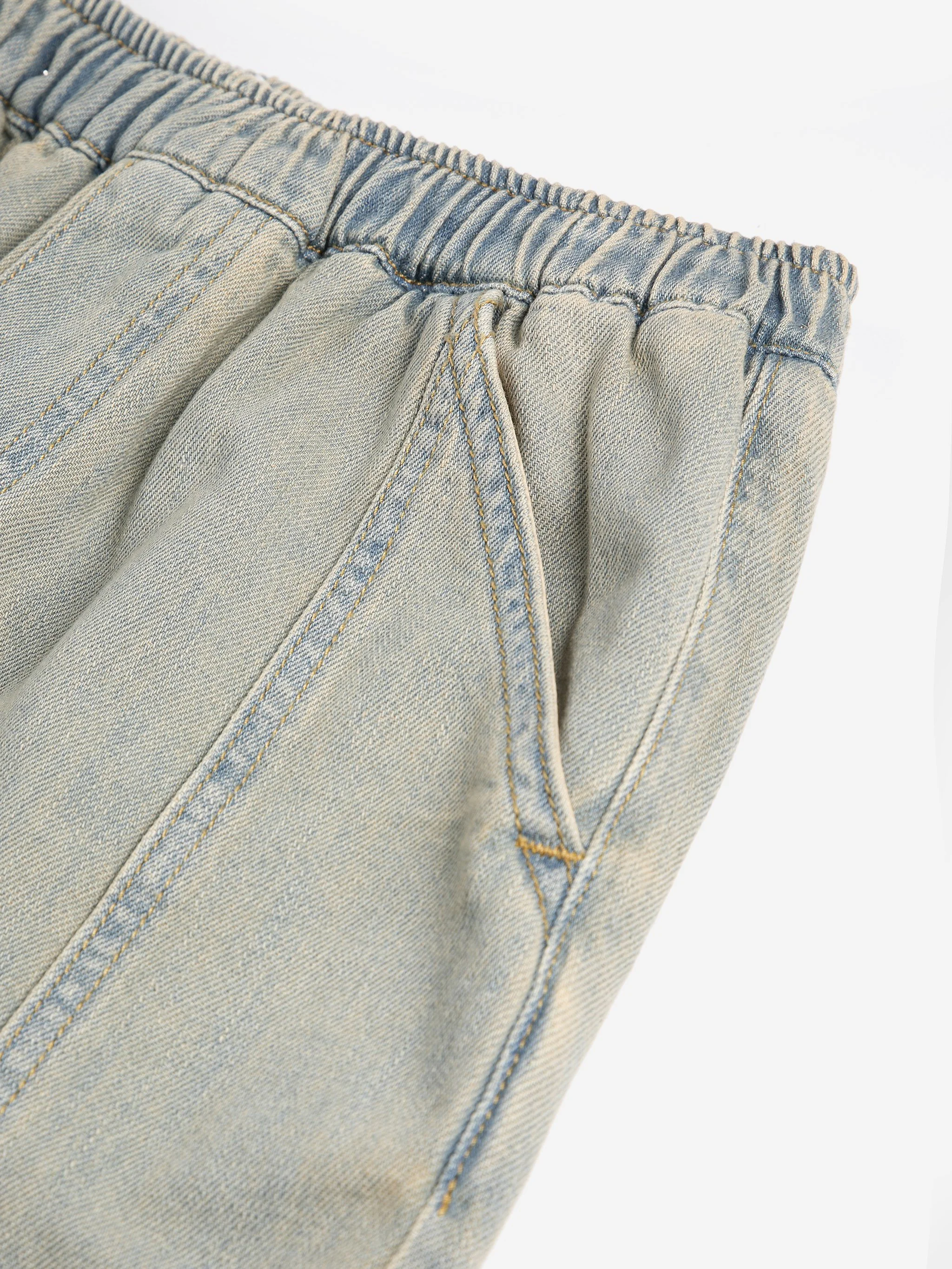 Bobo Choses Square Denim Pants – Baggy Jeans in Preußischblau, Bio-Baumwolle, Cocoon Fit, hergestellt in Portugal, bei Cleo&Caesar Kids Concept Store