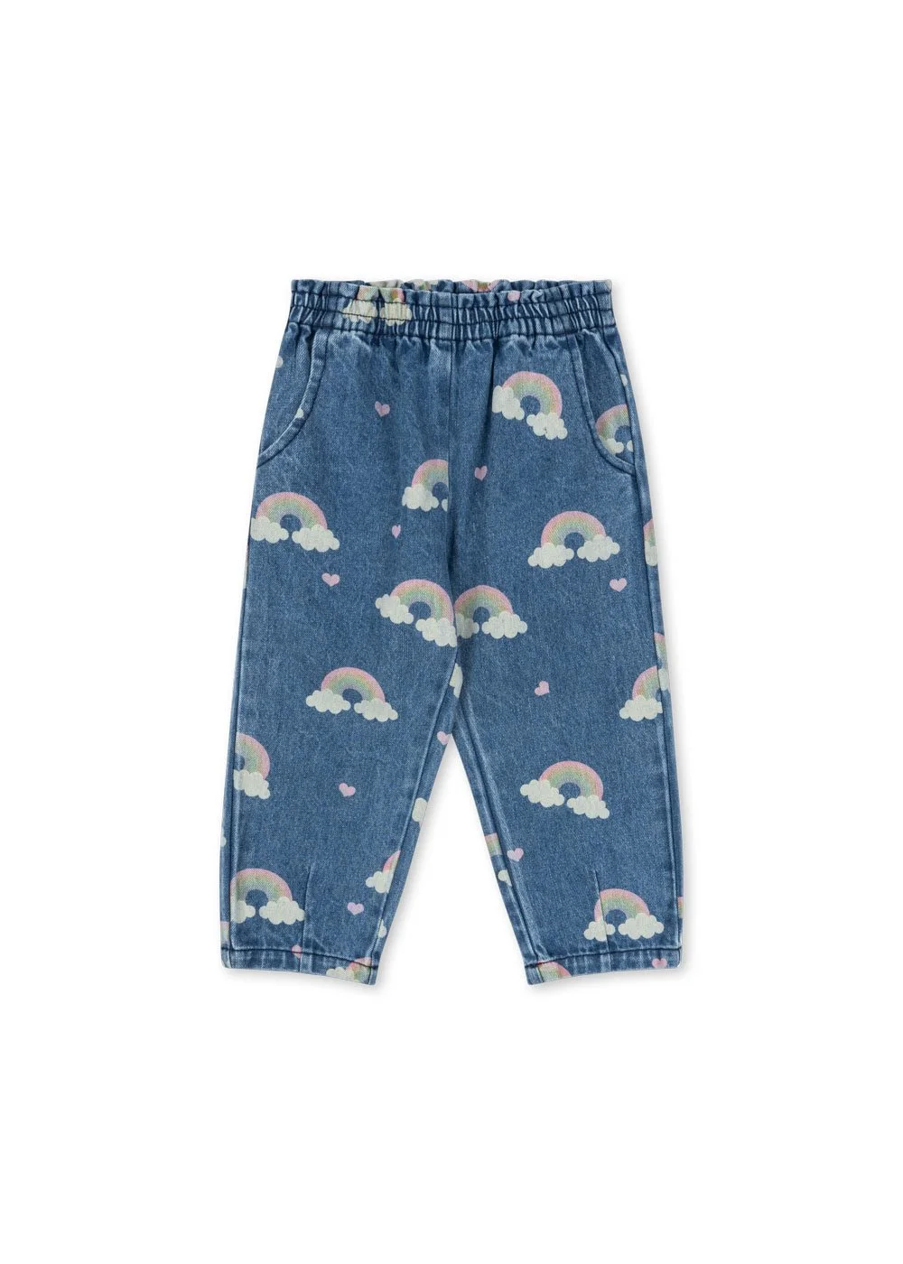 Magot Frill Pants Hose Rainbow für Kinder von Konges Sløjd – kuschelige, nachhaltige Kinderkleidung in Beige mit Herzprint, erhältlich bei Cleo&Caesar Kids Concept Store Berlin.
