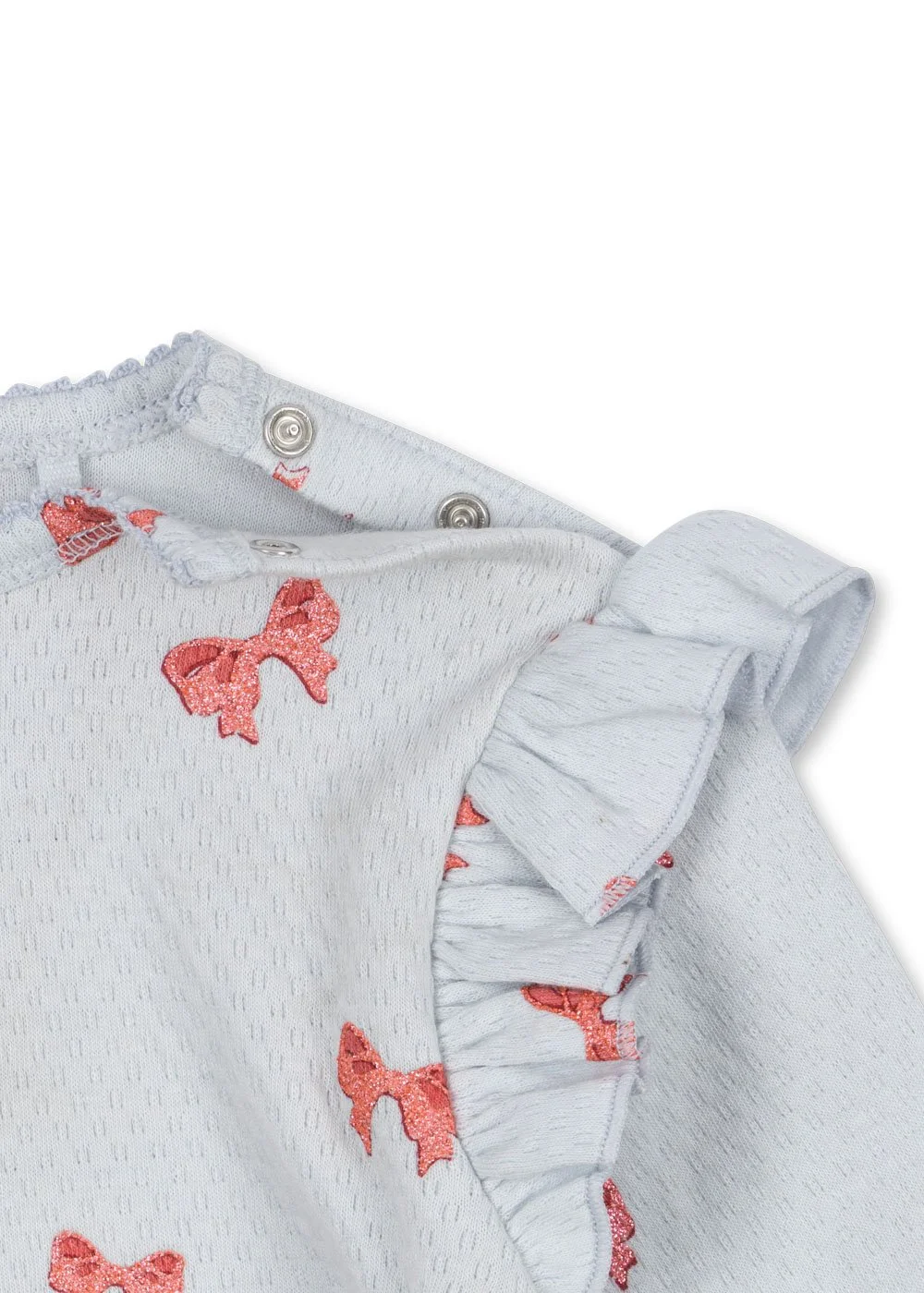 Konges Sløjd Sui Frill Body Rosia Blue Bow – Bio-Baumwolle mit Rüschen an den Schultern | Cleo & Caesar