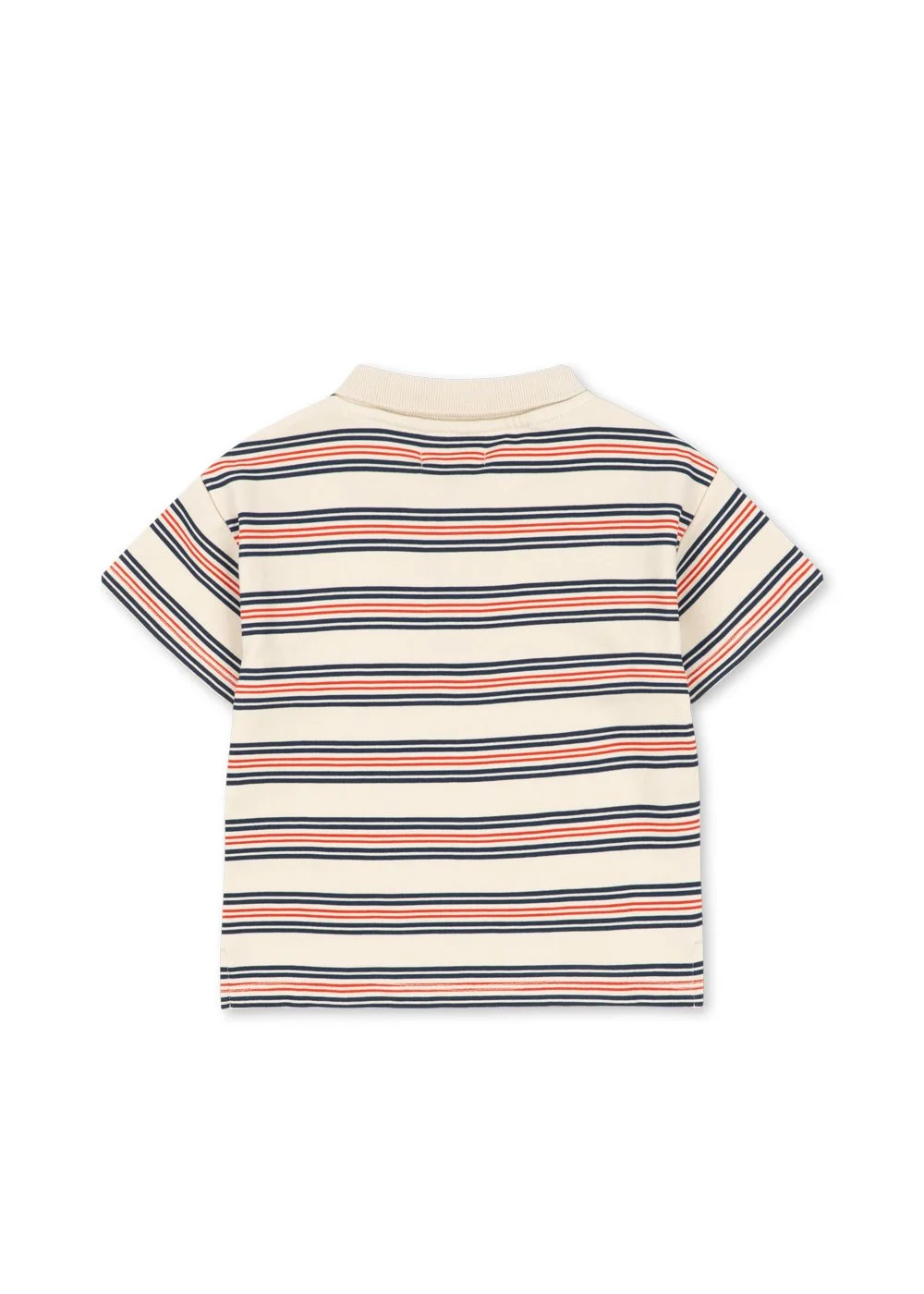 Konges Sløjd Polo-Shirt Spotty Stripe – off-white mit navy-blauen und roten Streifen, kleine Zitronen-Stickerei, Bio-Baumwolle, bei Cleo&Caesar Kids Concept Store