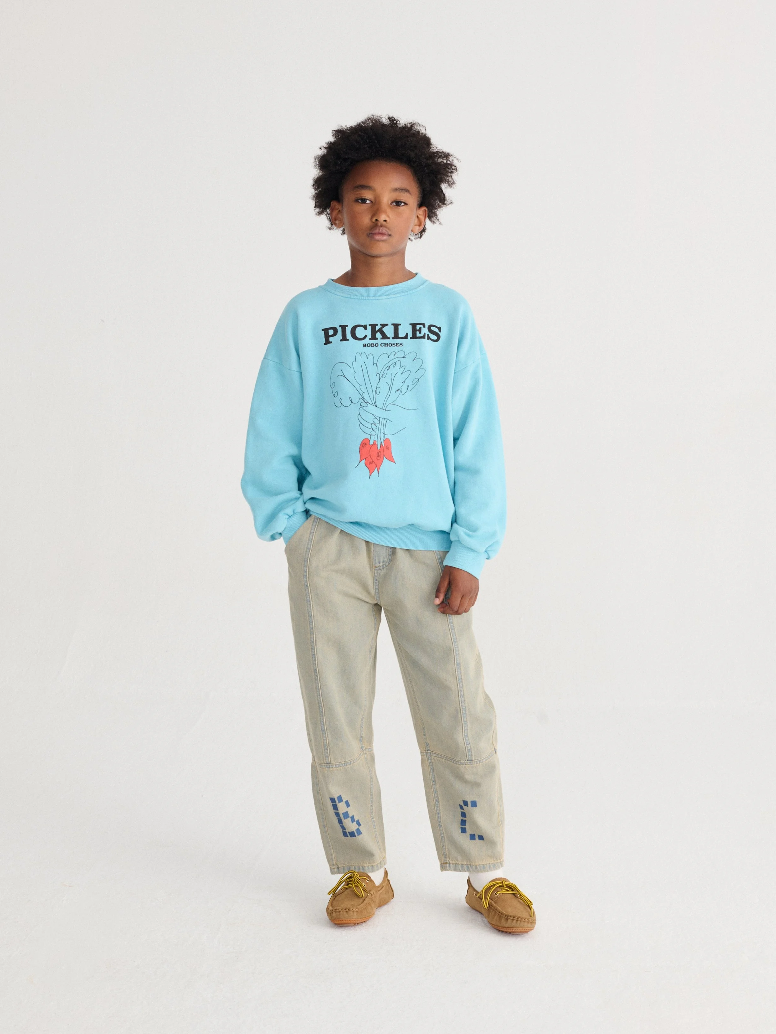 Bobo Choses Square Denim Pants – Baggy Jeans in Preußischblau, Bio-Baumwolle, Cocoon Fit, hergestellt in Portugal, bei Cleo&Caesar Kids Concept Store