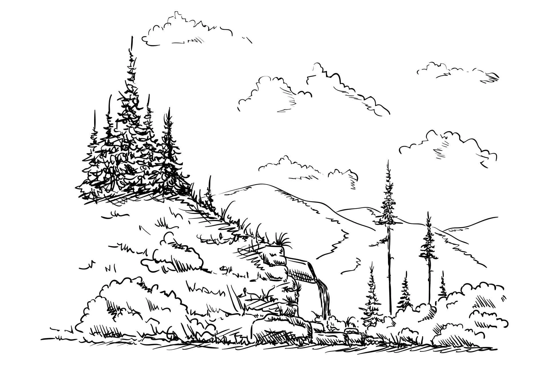 Pencil Drawn Landscape