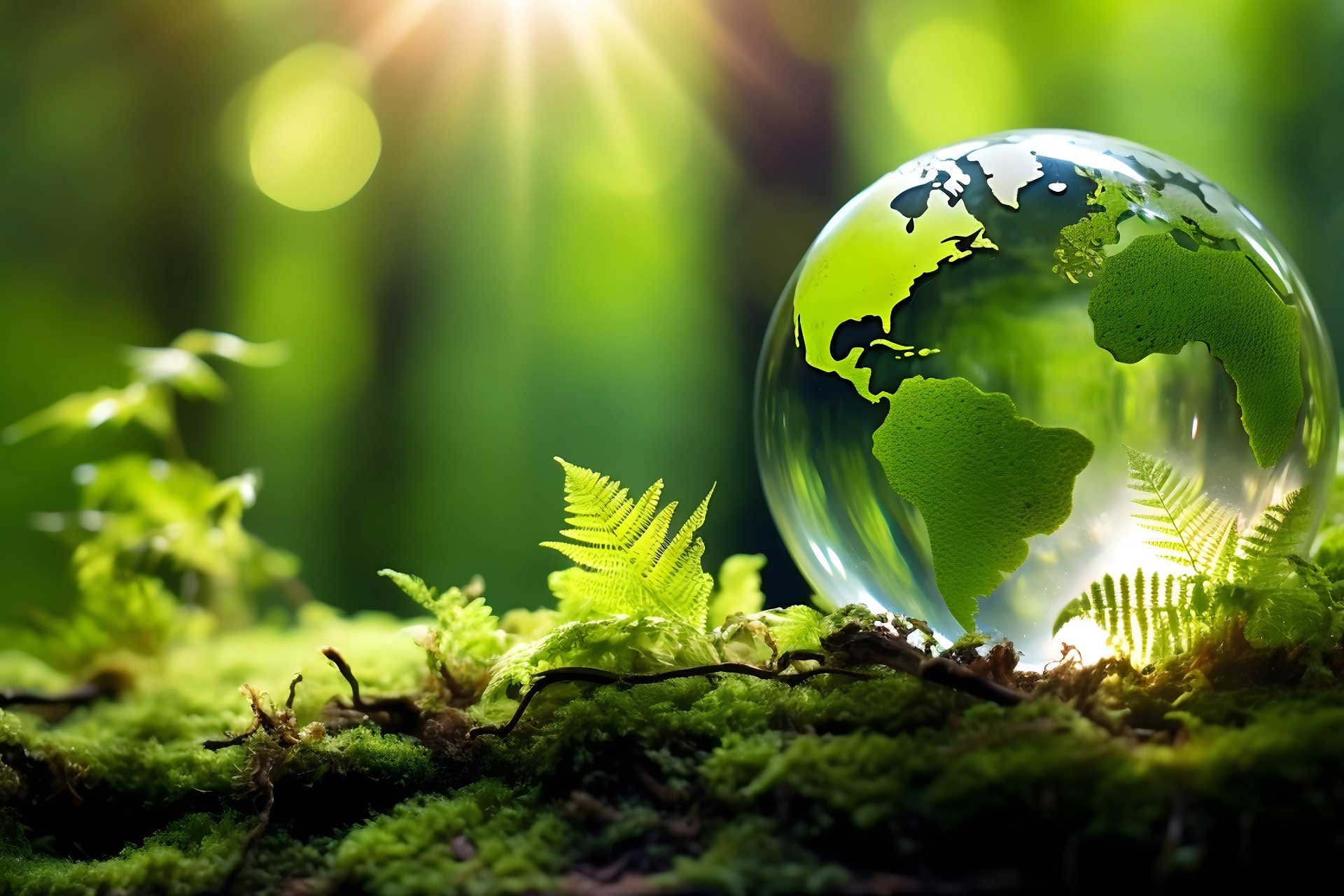 Globe of the Earth on moss