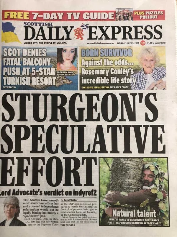 The Front Page of The Daily Express