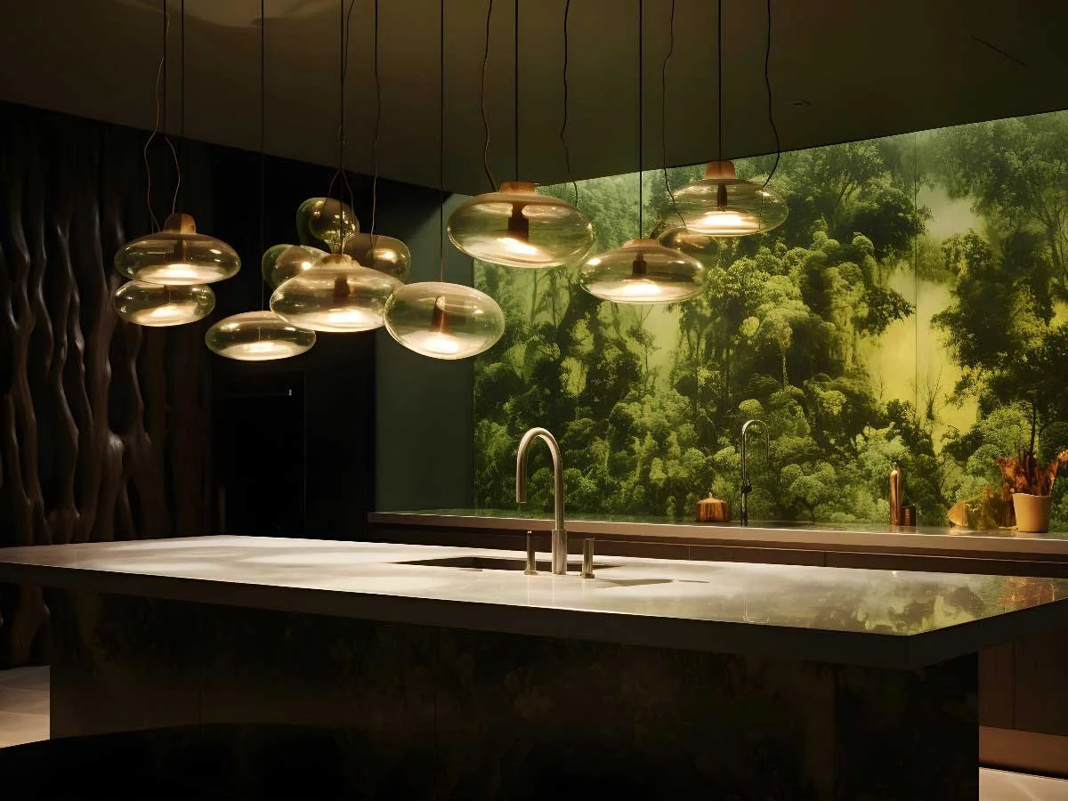 A biophilic wall in a kitchen