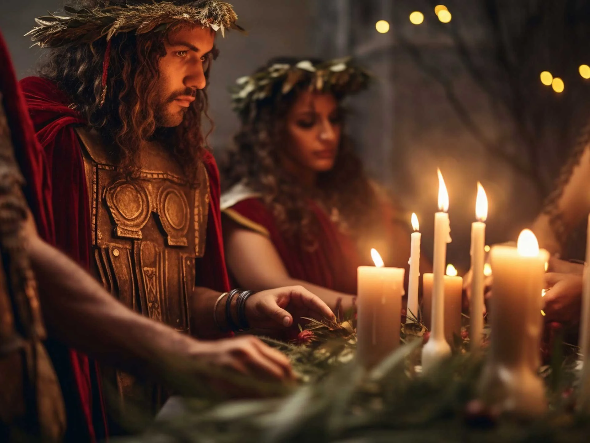 Romans celebrating Sol Invictus and Saturnalia