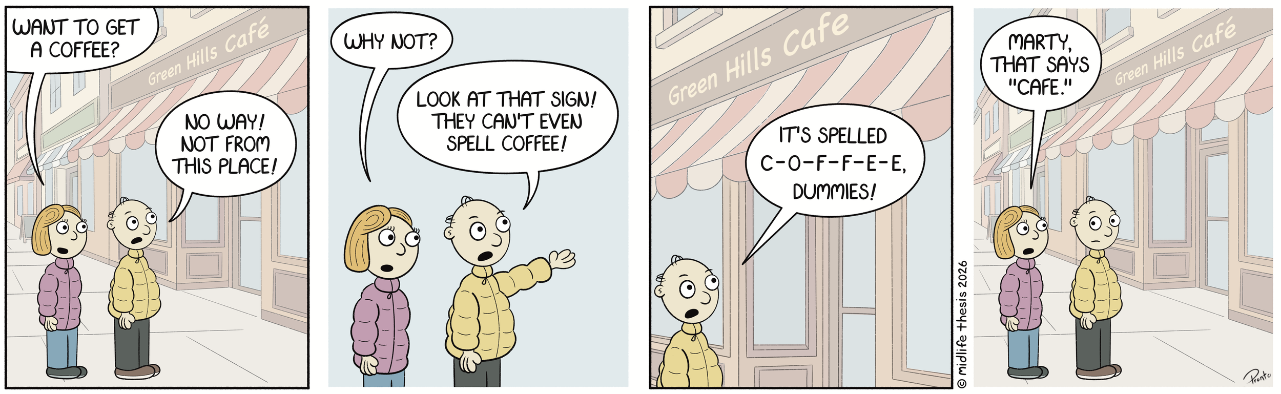      

 
   Cafe for Dummies…             #instagramcartoon #webtoons #webcomics #funny #funnycomic #cartoon #cartoons #comicstrip #midlifethesis #midlifethesiscartoons #cartoonart #gagcomics #FunnyCartoons #marty  
 




















  
  



   