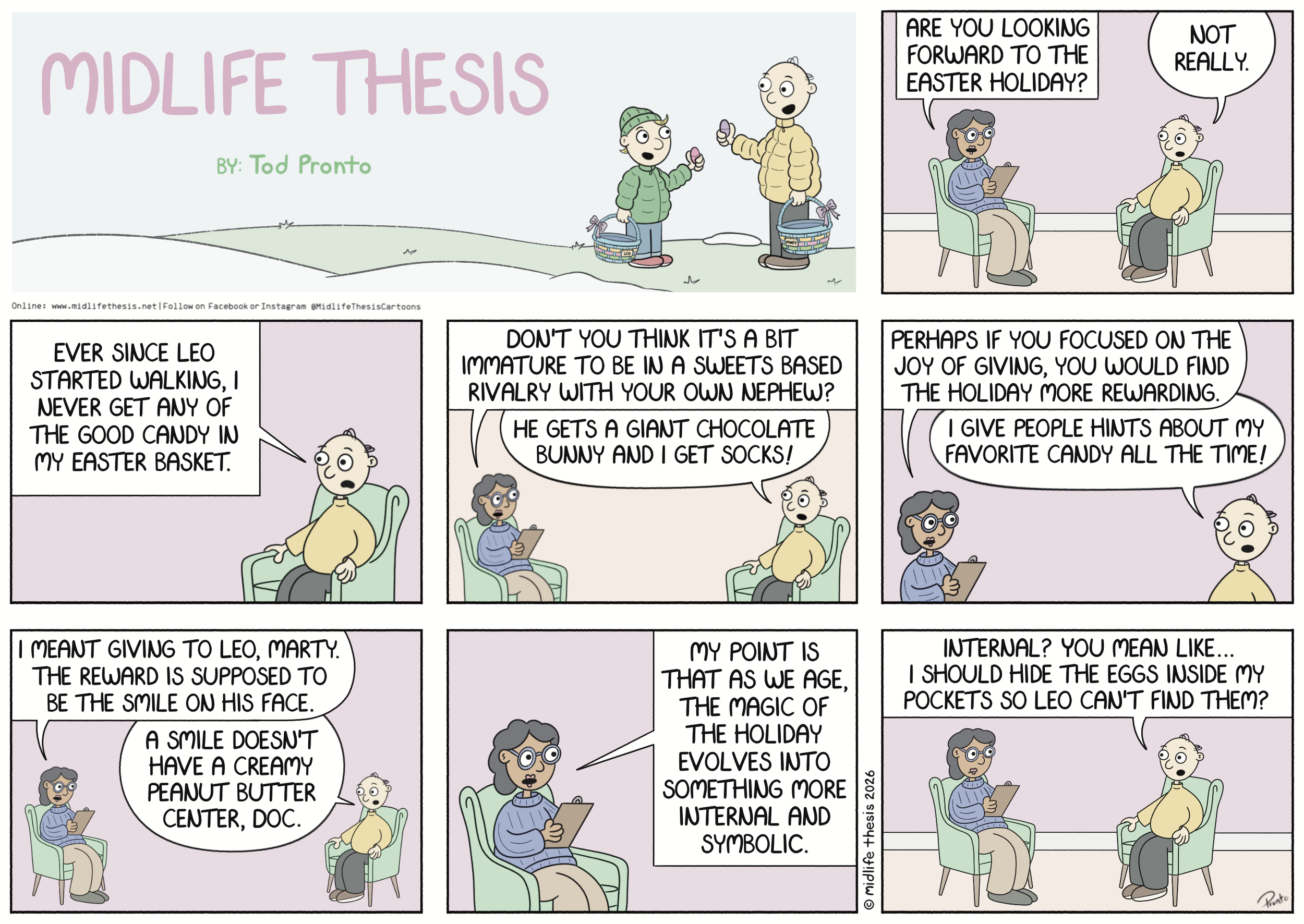      

 
   Happy Easter!             #instagramcartoon #webtoons #webcomics #funny #funnycomic #cartoon #cartoons #comicstrip #midlifethesis #midlifethesiscartoons #cartoonart #gagcomics #FunnyCartoons #sundaystrip #sundayfunnies #marty #martyandleo