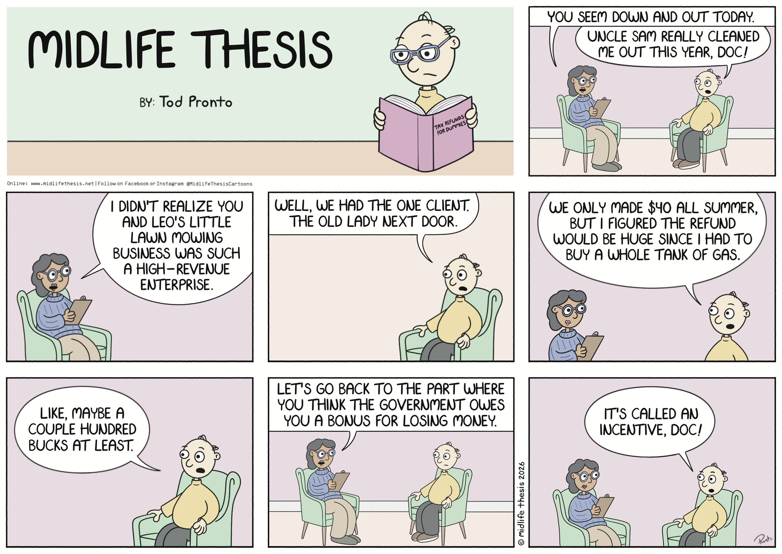      

 
   Marty Colfax, CPA…             #instagramcartoon #webtoons #webcomics #funny #funnycomic #cartoon #cartoons #comicstrip #midlifethesis #midlifethesiscartoons #cartoonart #gagcomics #FunnyCartoons #sundaystrip #sundayfunnies #marty  
 



