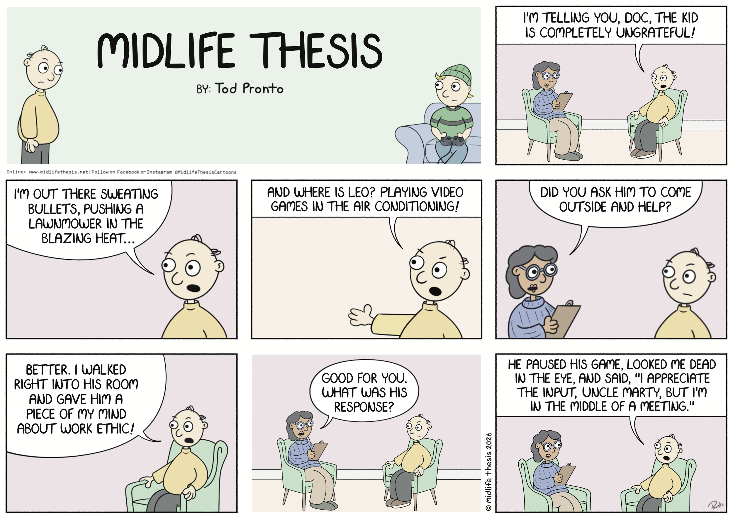      

 
   Kids these days…             #instagramcartoon #webtoons #webcomics #funny #funnycomic #cartoon #cartoons #comicstrip #midlifethesis #midlifethesiscartoons #cartoonart #gagcomics #FunnyCartoons #sundaystrip #sundayfunnies #marty   
 




