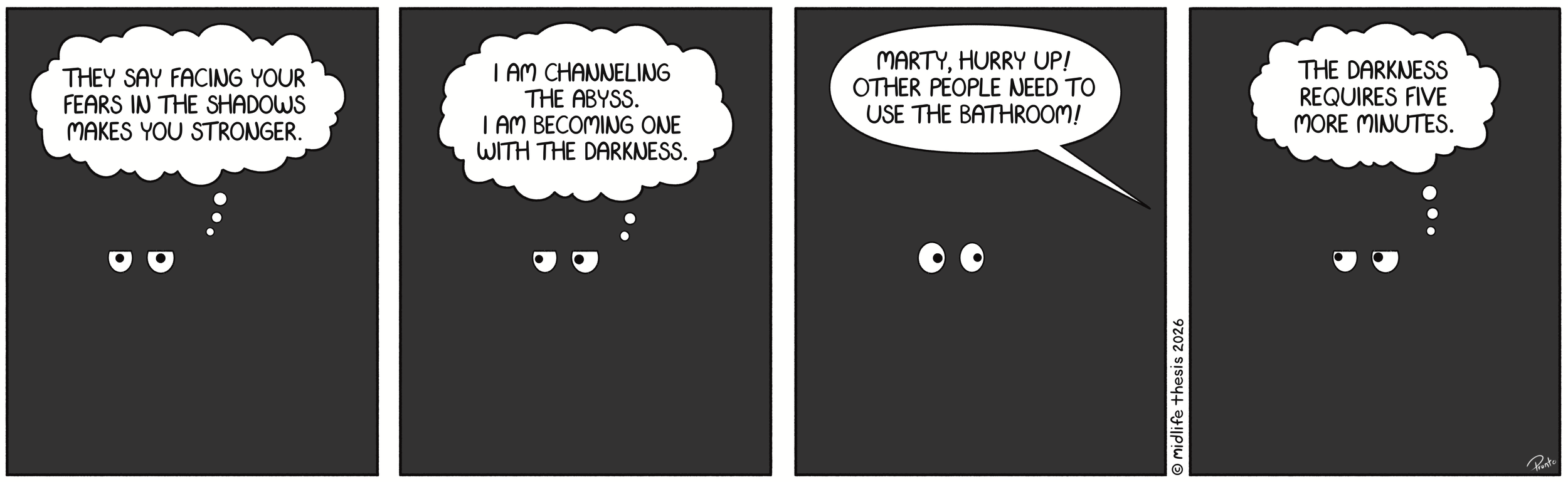      

 
   Hello darkness, my old friend…             #instagramcartoon #webtoons #webcomics #funny #funnycomic #cartoon #cartoons #comicstrip #midlifethesis #midlifethesiscartoons #cartoonart #gagcomics #FunnyCartoons #marty #hellodarkness  
 





