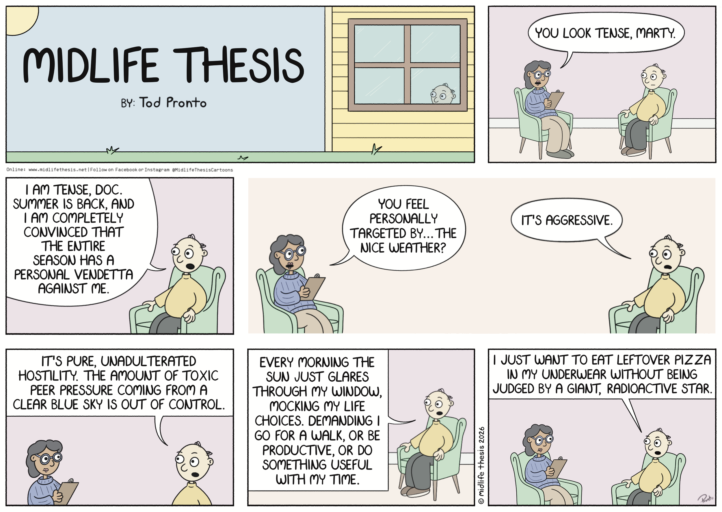      

 
   There ain't no cure for the summertime blues…             #instagramcartoon #webtoons #webcomics #funny #funnycomic #cartoon #cartoons #comicstrip #midlifethesis #midlifethesiscartoons #cartoonart #gagcomics #FunnyCartoons #sundaystrip #s