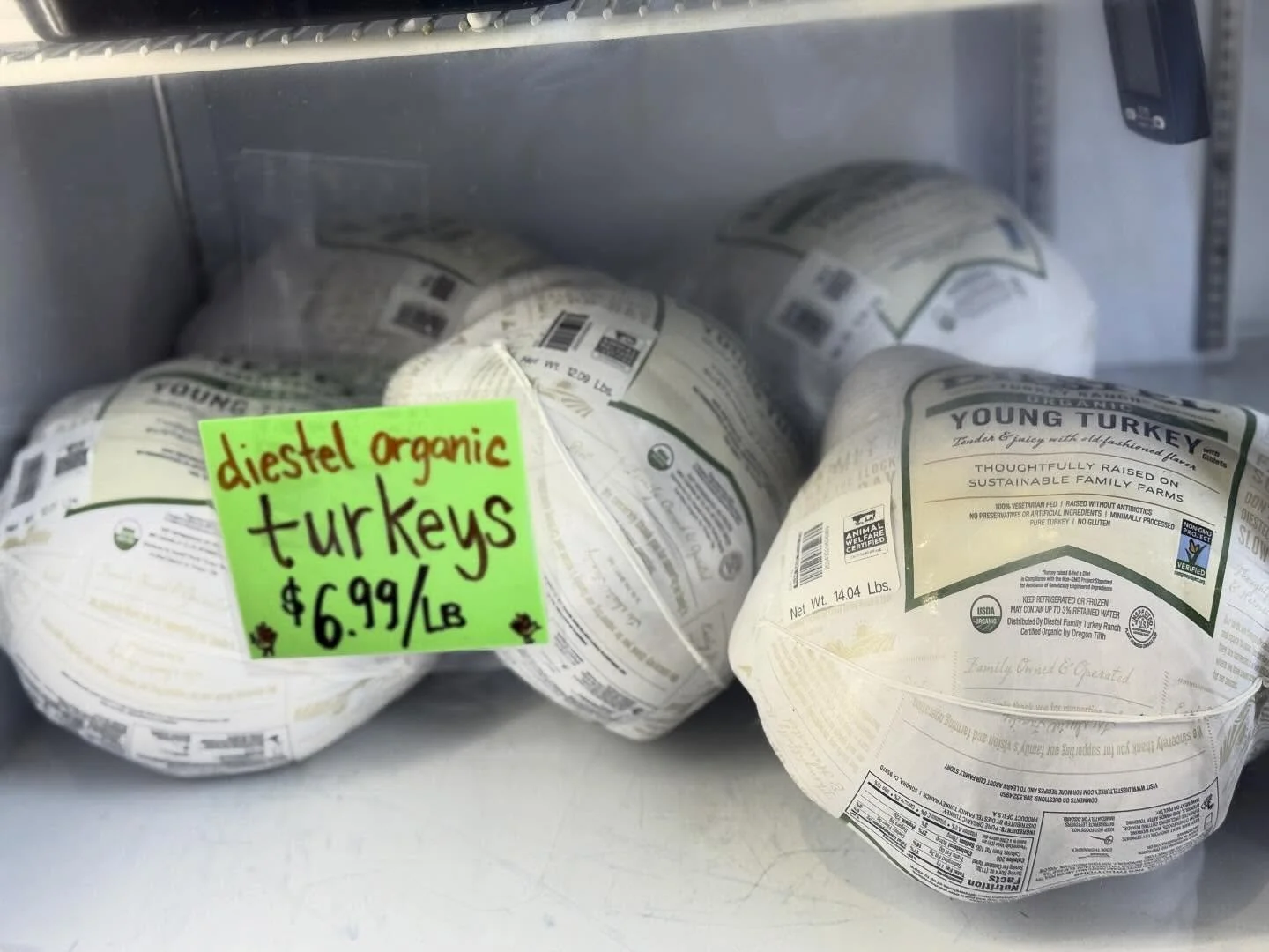 We have a few more pasture raised turkeys from @tailfeatherfarmww available for pre-order and pickup on Saturday. To reserve email Michael@treebirdmarket.com.

Otherwise we still have the @diestelfamilyranch organic turkeys available - roughly 30 in 