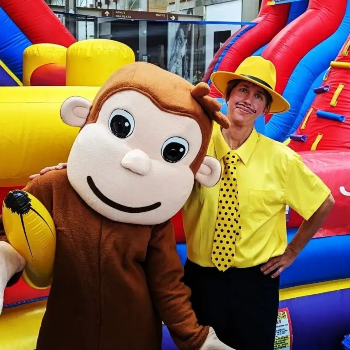 Curious George children's party mascot character