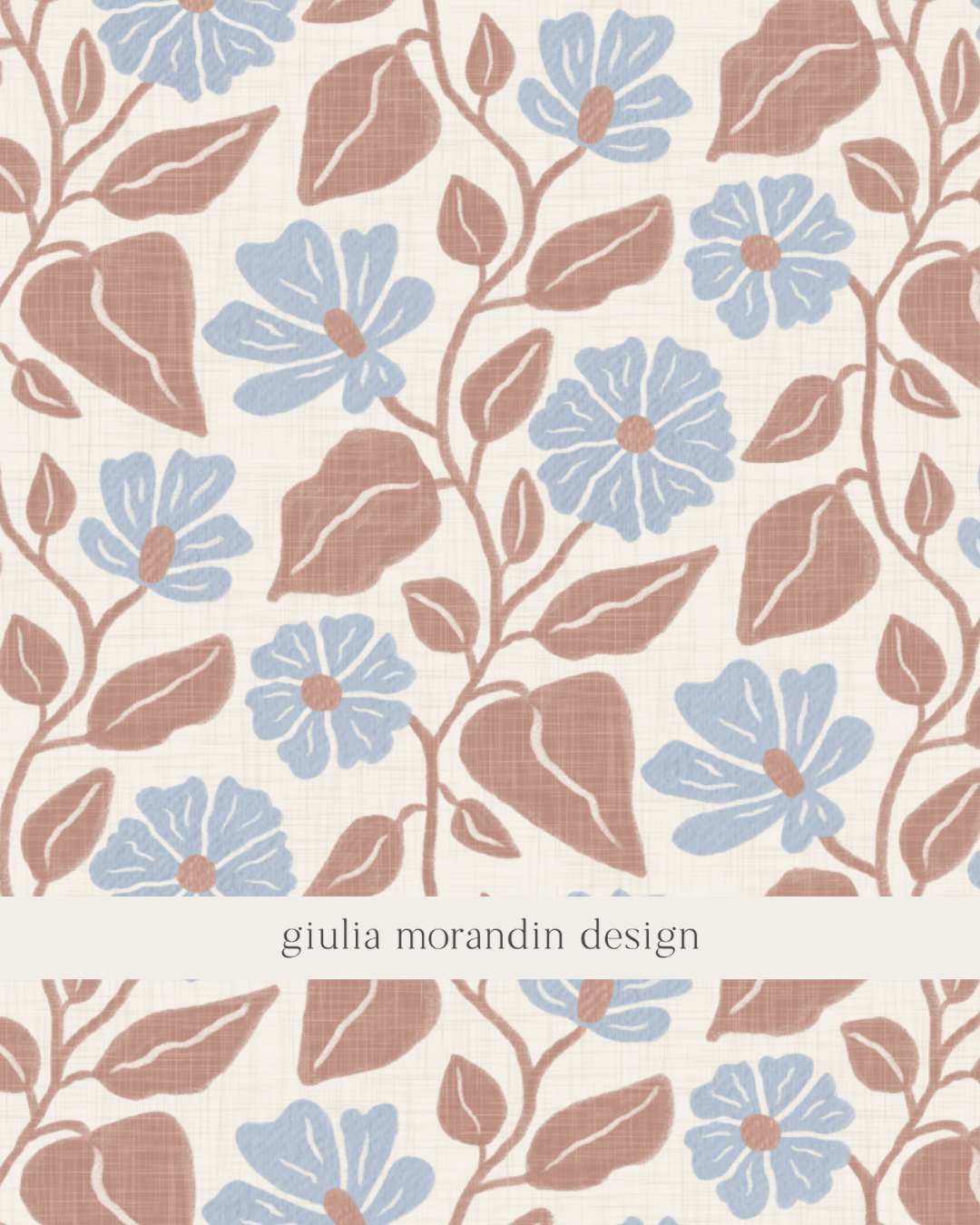 Blue Brown Floral Surface Pattern Design