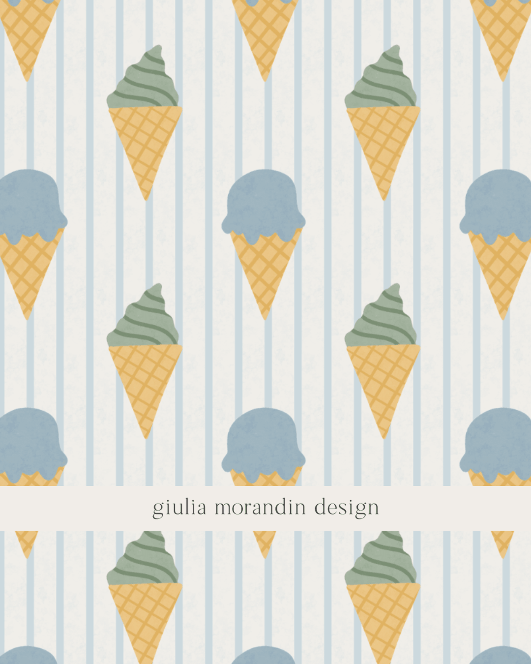 Ice Cream Lemons Mediterranean Summer Surface Pattern Design