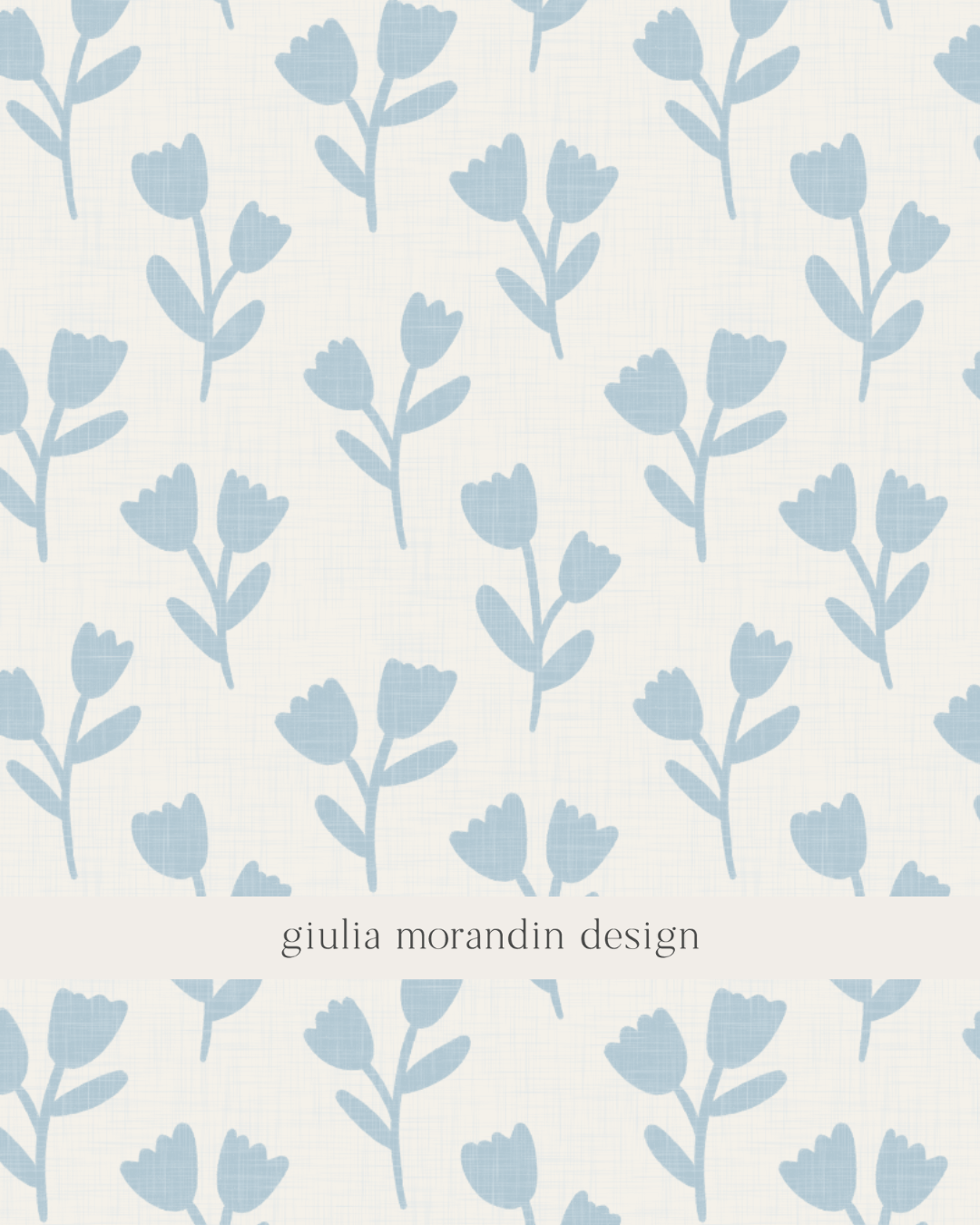 Blue Florals on White Surface Pattern Design