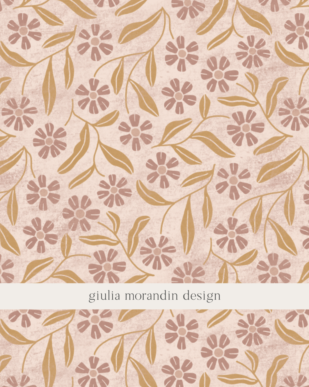 Block print florals Surface Pattern Design