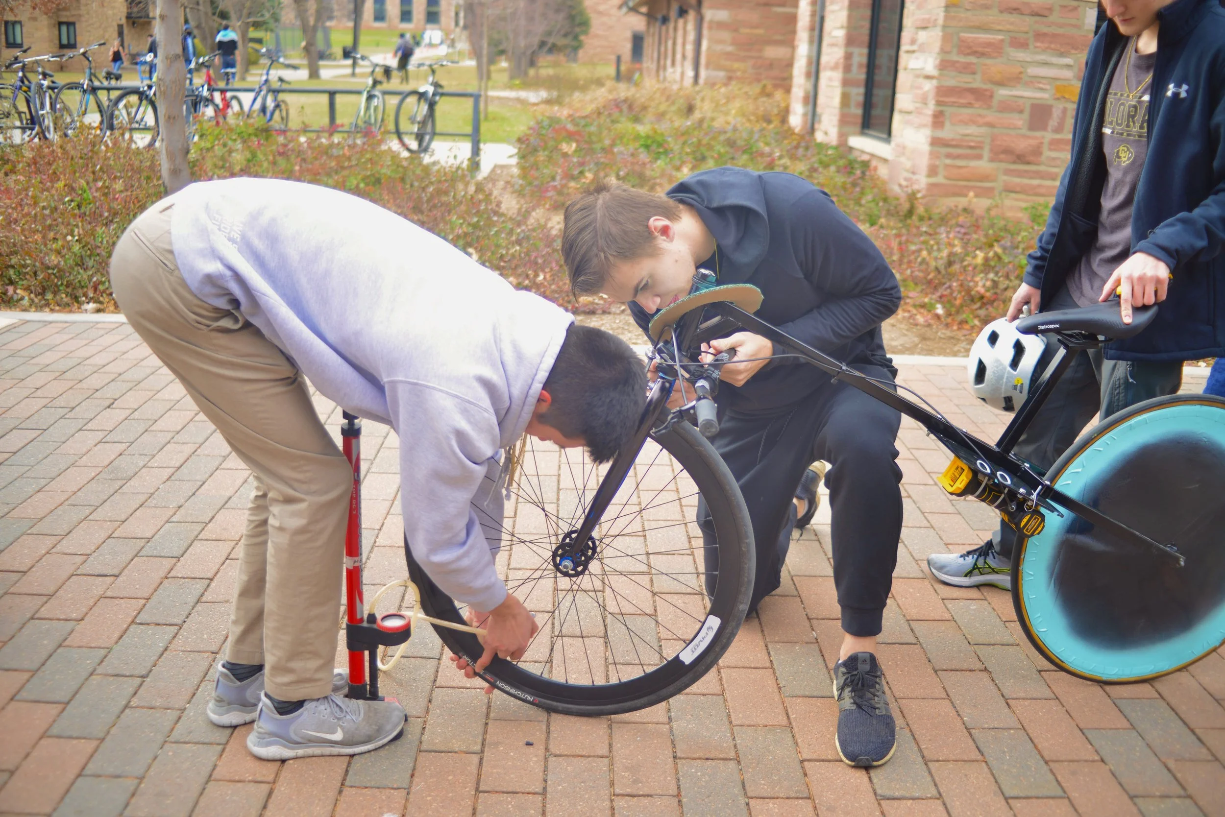 The team making final checks before competition.