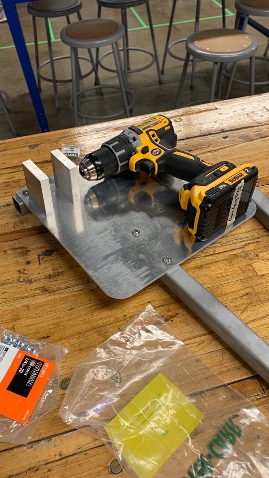 Drill placement testing before welding the frame together.