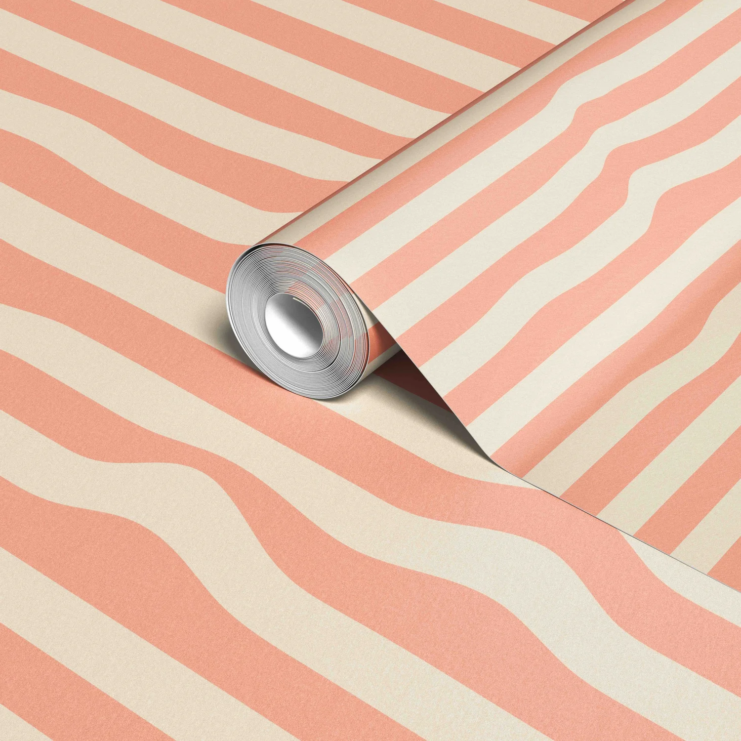 Pink Horizontal Striped Wallpaper
