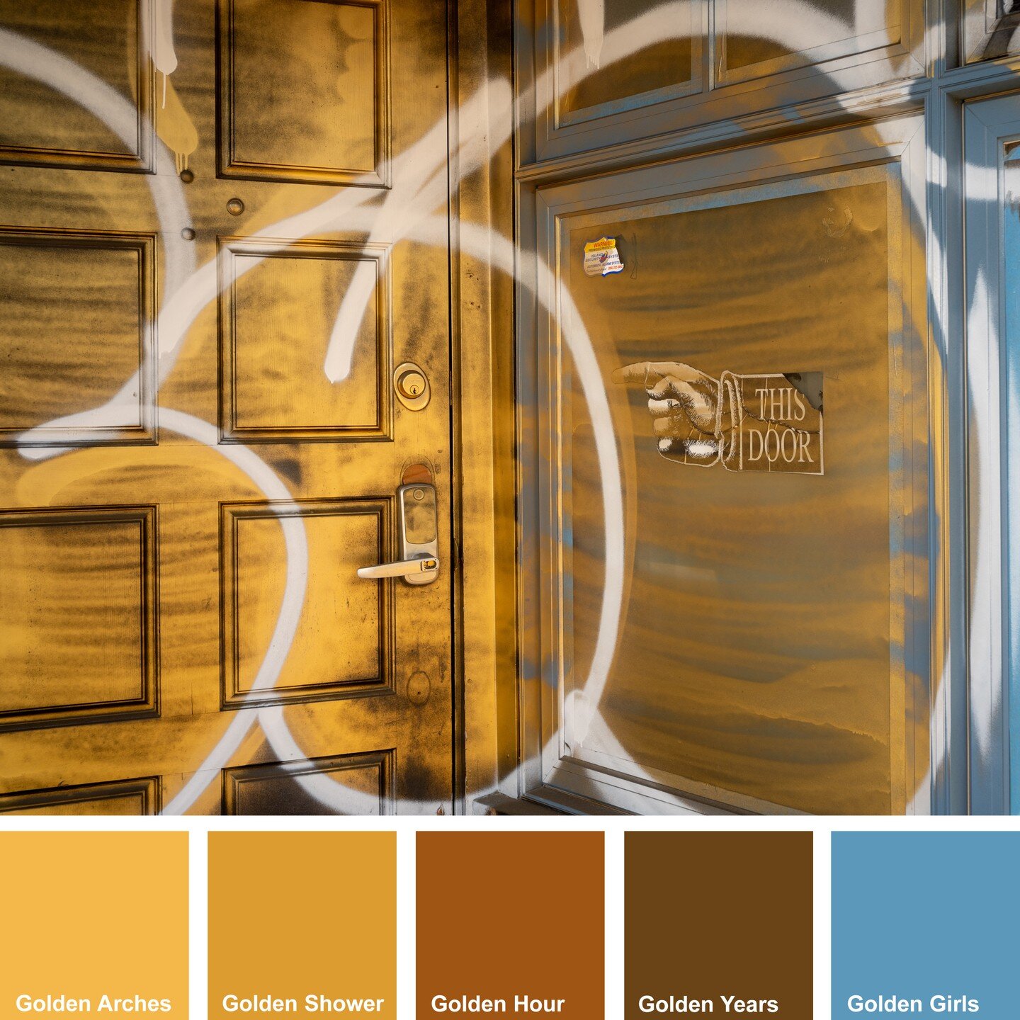 Golden 

Colour palette inspired by names for Golden things
˘
˘
˘
˘
˘
#colourstudy #greylessinseattle #greyless #america #seattle #pnwlife #goldenhour #goldenyears #goldengirls #goldenshower #goldenarches #pantone142 #pantone7563 #pantone154 #pantone