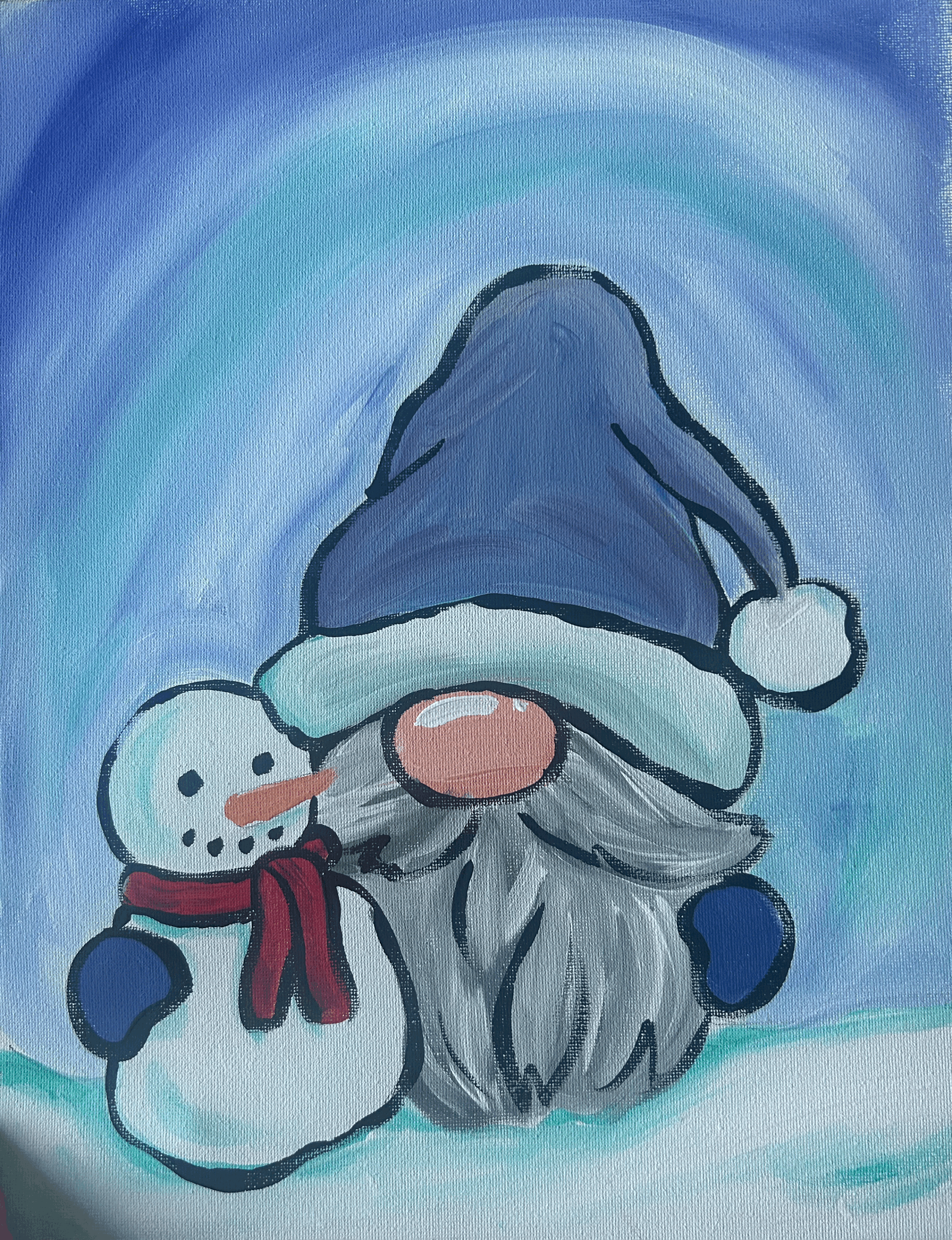 Snowman with Gnome Canvas Paint Class - Jan 10