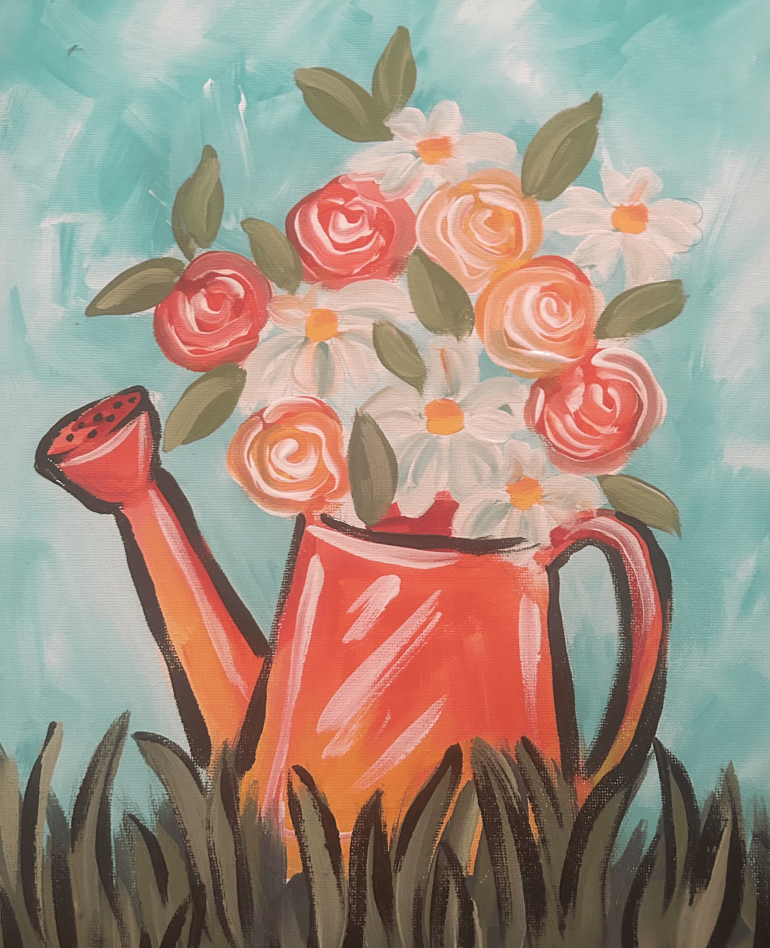 Blooming Watering Can Canvas Paint Class - April 17
