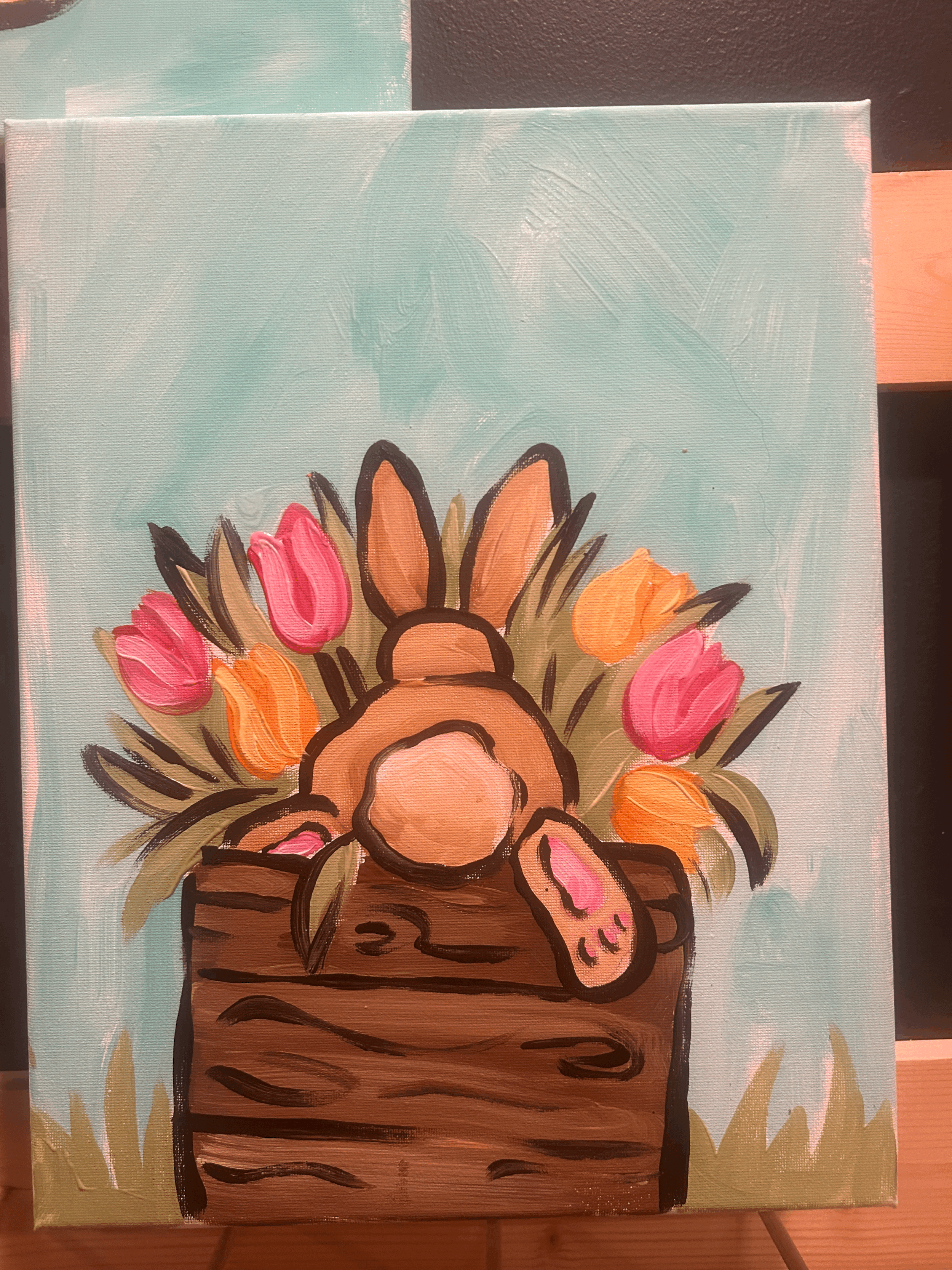 Flower Bunny Canvas Paint Class - April 3
