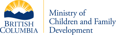 Logo of British Columbia Ministry of Children and Family Development, featuring mountains and sun.