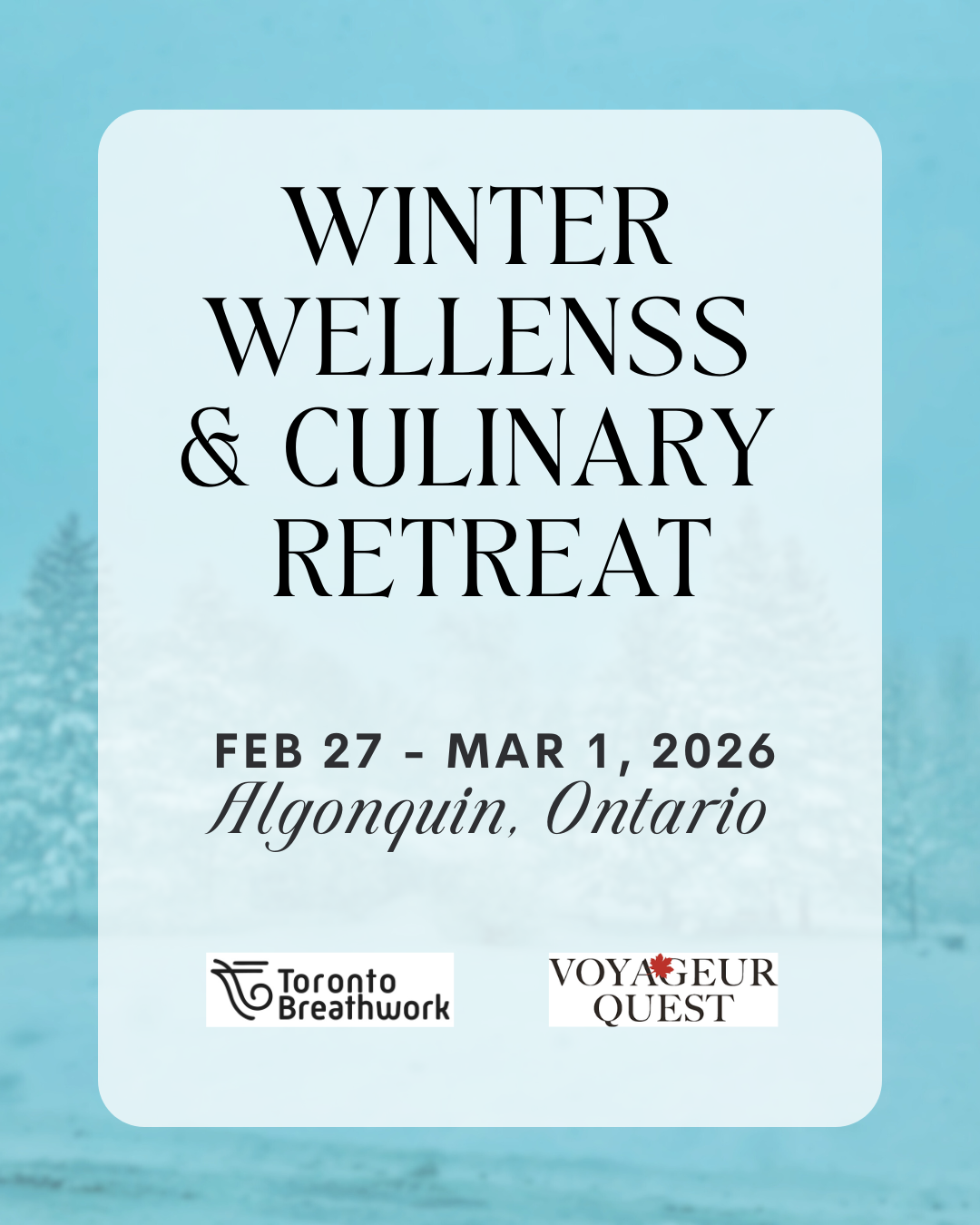 Winter Wellness &amp; Culinary Retreat in Algonquin Park